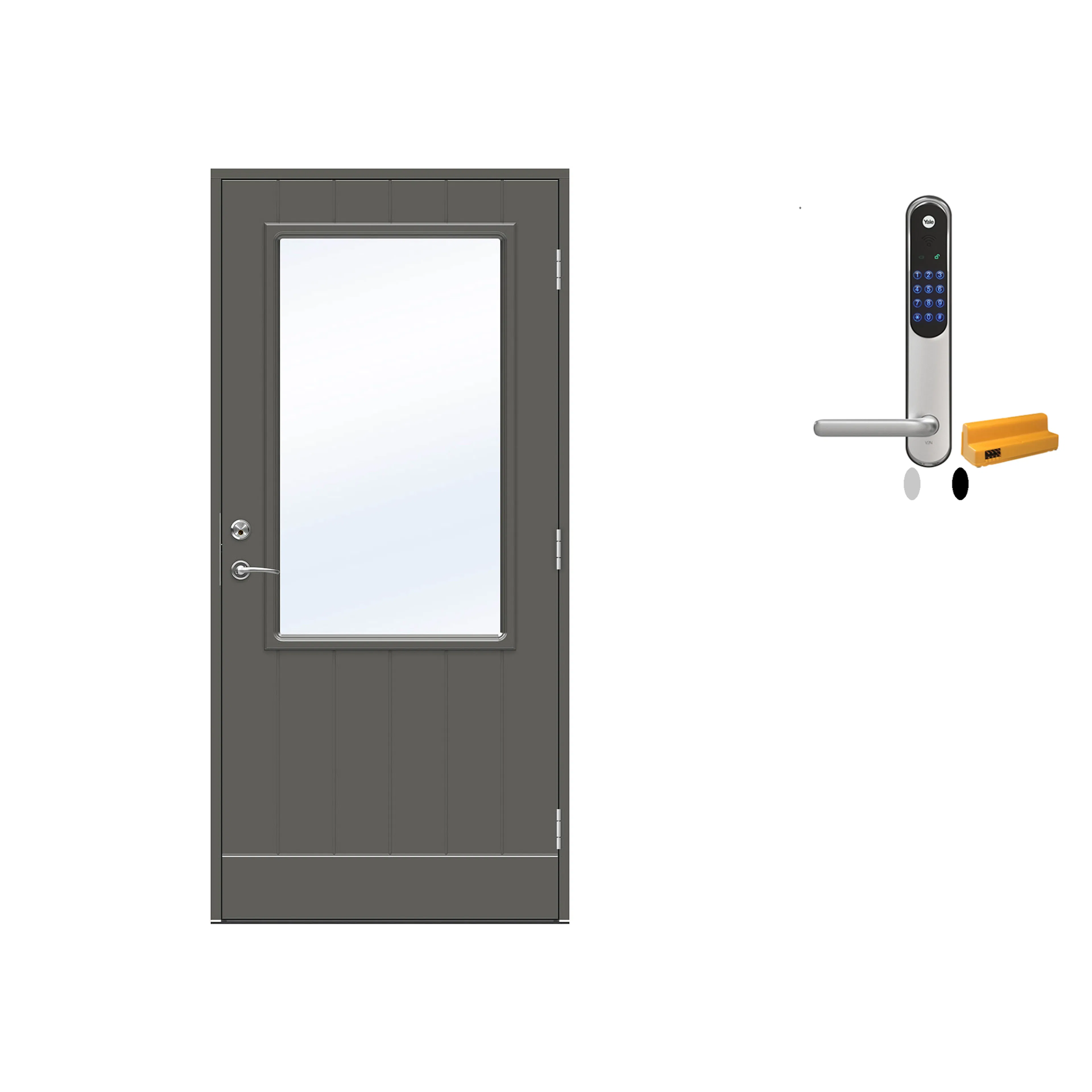 YD Advance-Line Vision Lyra 9x21-S-7000-N, H og Yale Entrus Sølv BxH: 90x210 cm. Høyre. NCS-S-7000-N