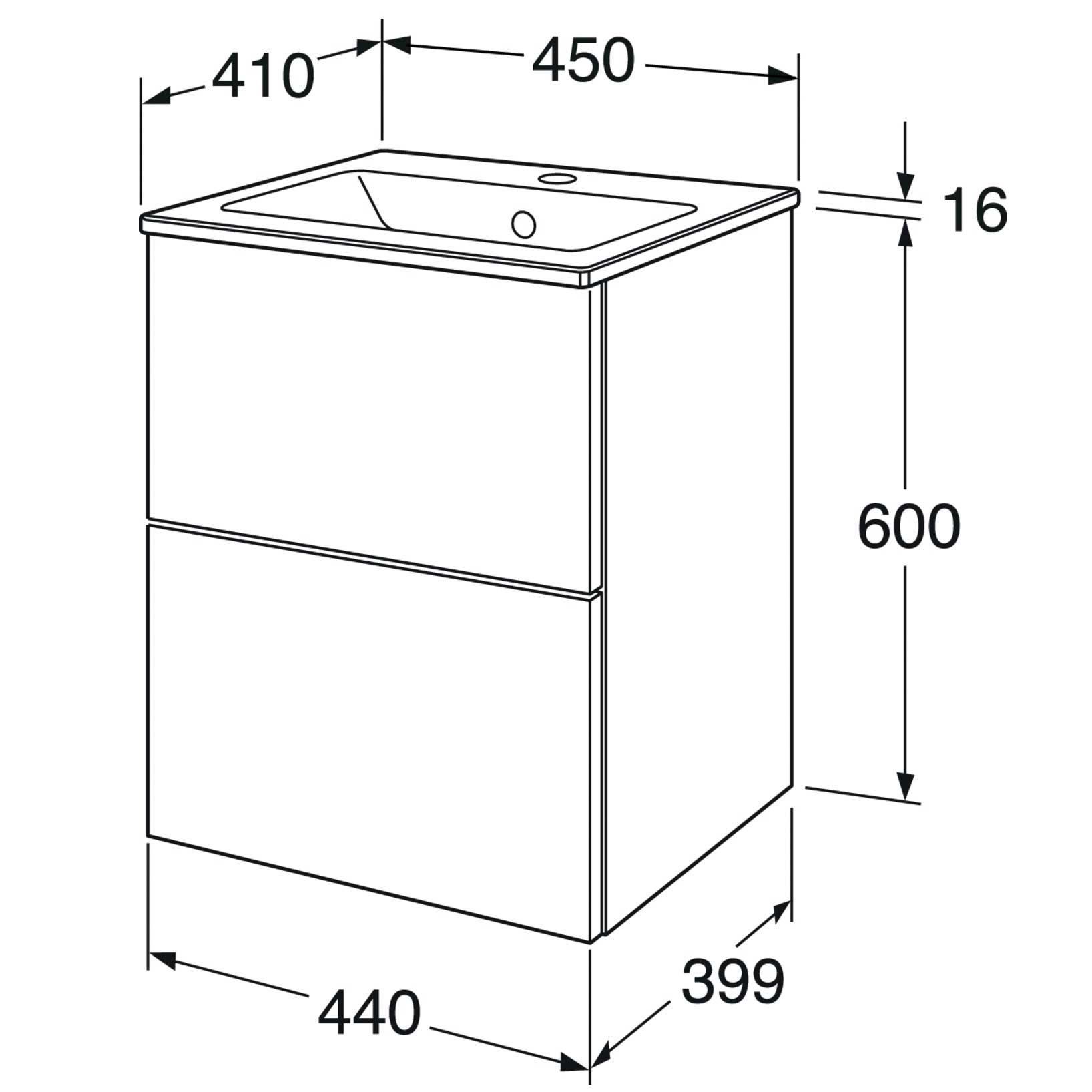 Tvättställsskåp Gustavsberg Graphic Base 45 cm Bredde: 45 cm