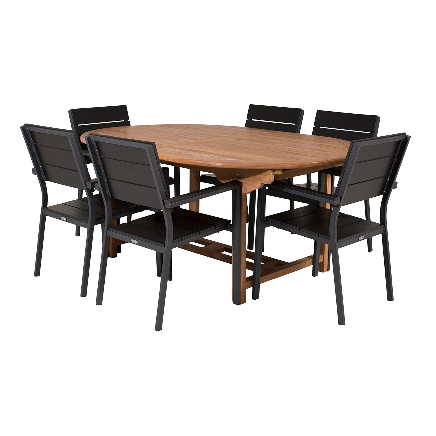 Spisegruppe Venture Home Kenya 180-240x120 Teak med 6 Levels Lenestoler