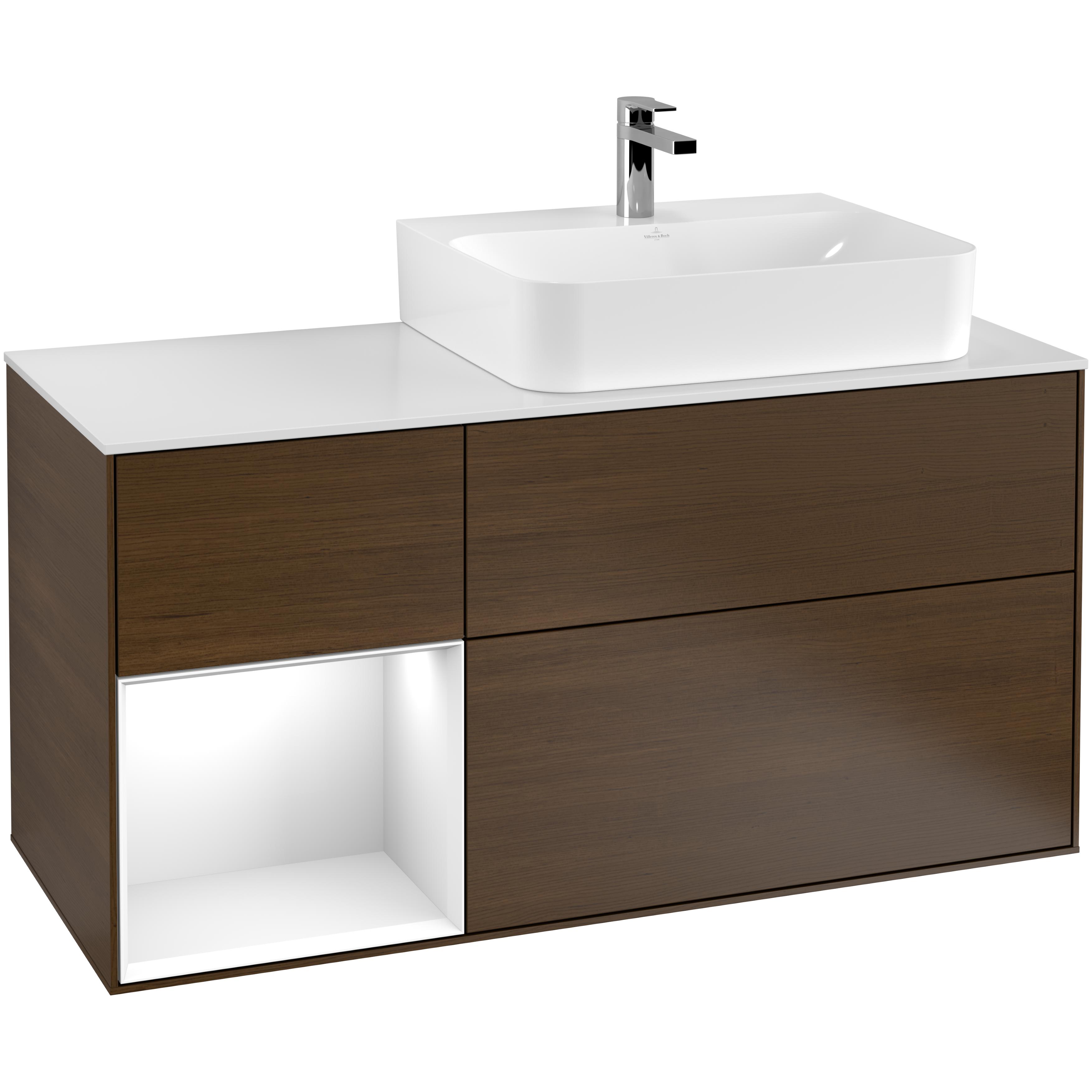 Tvättställsskåp Villeroy & Boch Finion med 3 Lådor Hylla och Bänkskiva för Ocentrerat Tvättställ