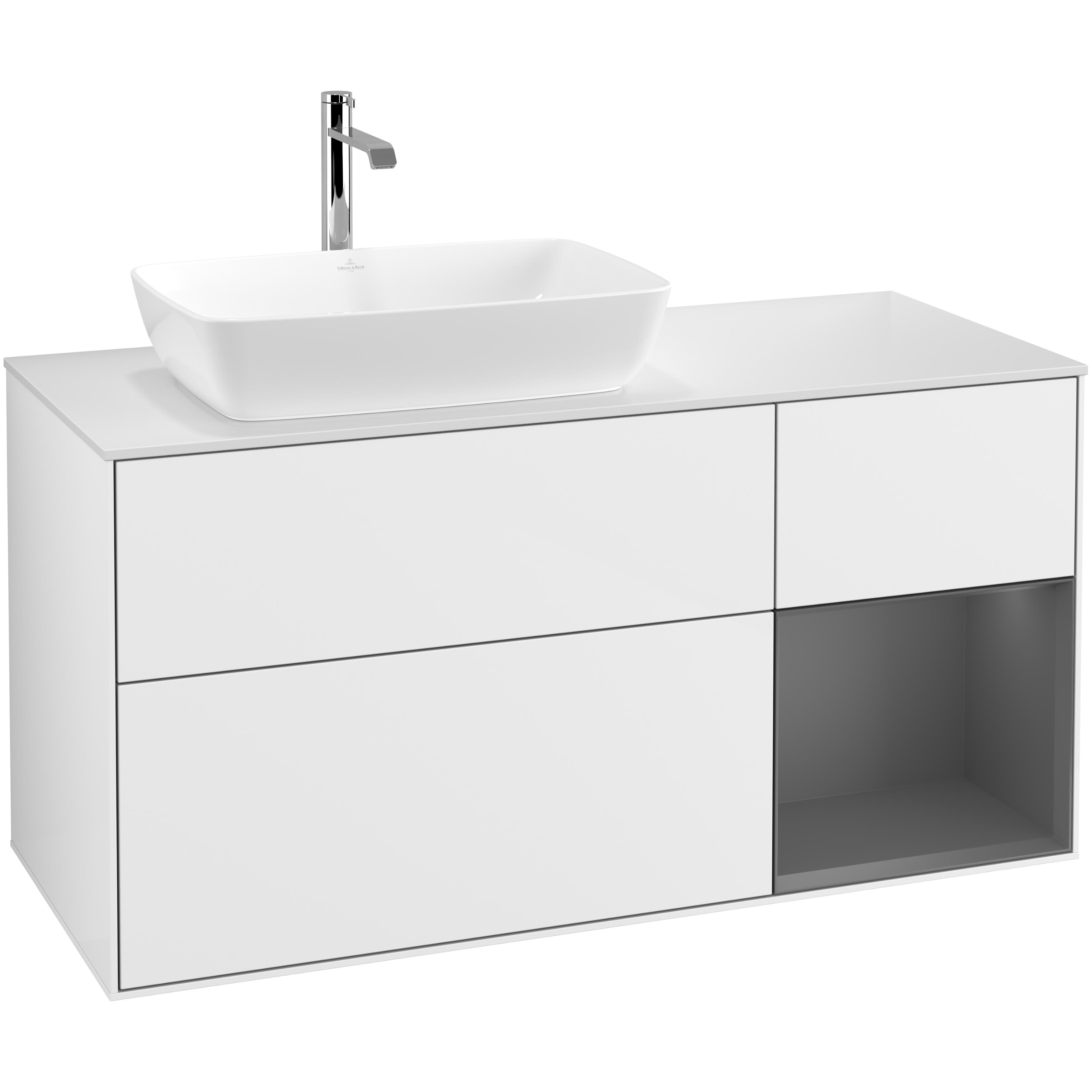 Tvättställsskåp Villeroy & Boch Finion med 3 Lådor Hylla och Bänkskiva för Ocentrerat Tvättställ från Artis & Collaro