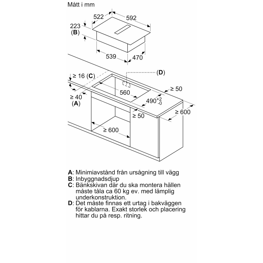 Induksjonstopp Bosch PVS611B16E Serie 4 Med Inbyggd Vifte
