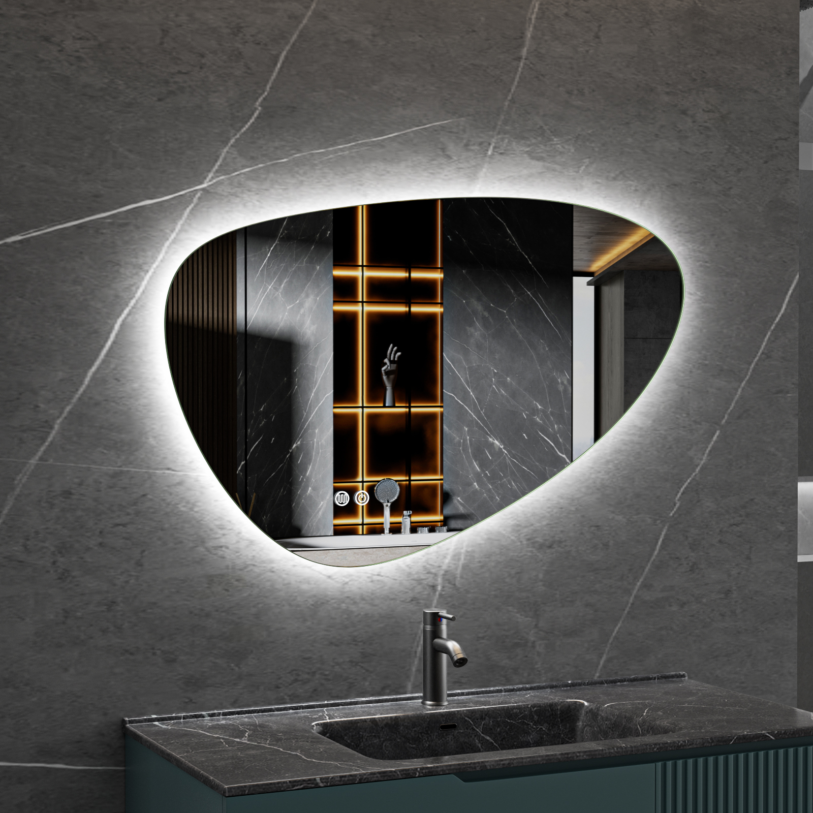 Baderomsspeil Lyfco med LED-belysning 90x60 cm