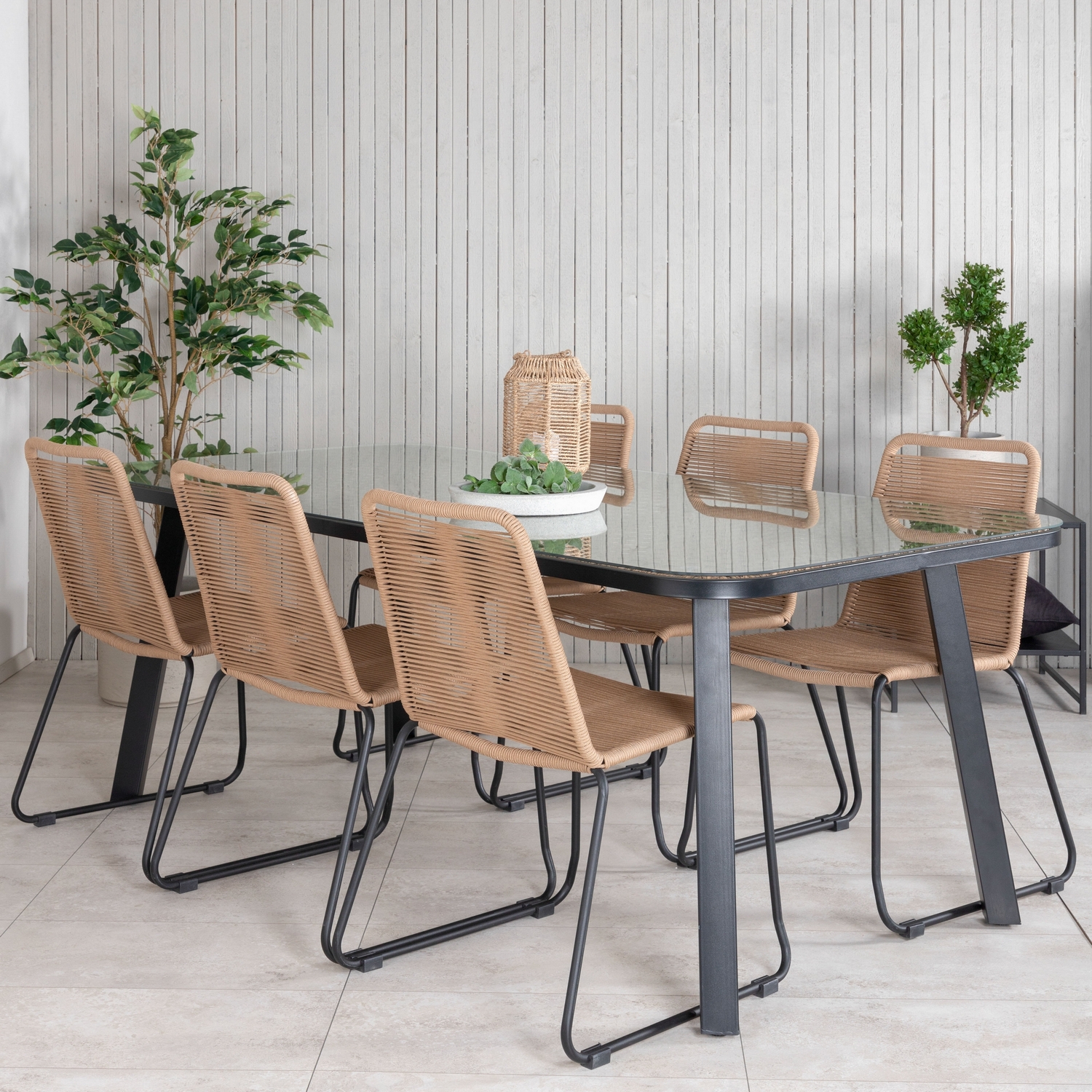 Spisegruppe Venture Home Peoria med 6 Leon Stablebare Spisestoler