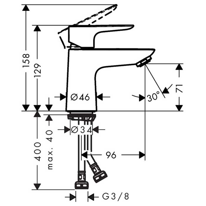 Servantbatteri Hansgrohe Talis E 80