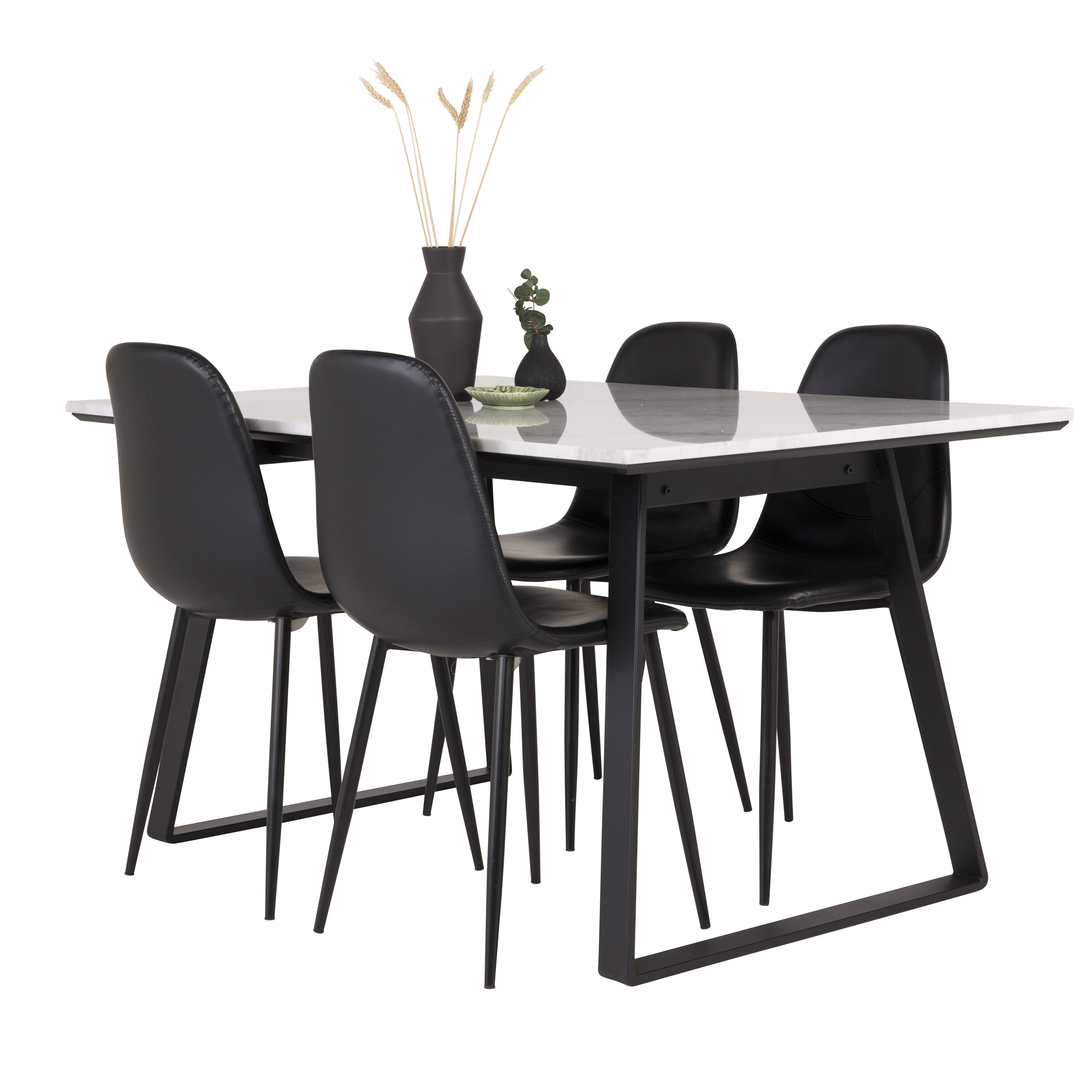 Spisegruppe Venture Home Estelle 140 med 4 Pobbie Stoler Lær
