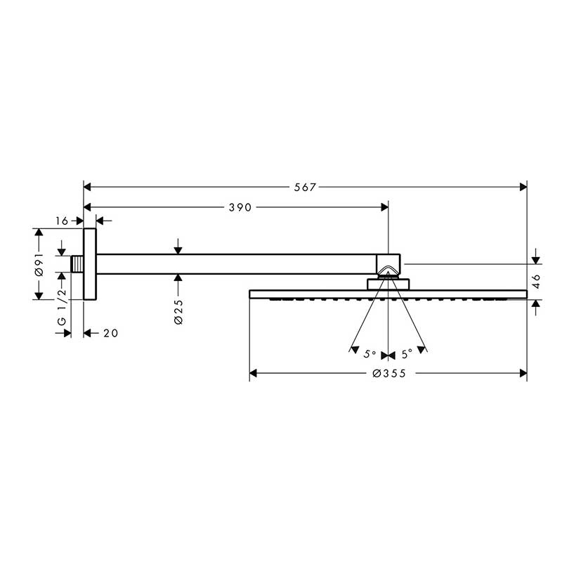 Takdusch Axor ShowerSolutions 350 1jet för Väggmontage