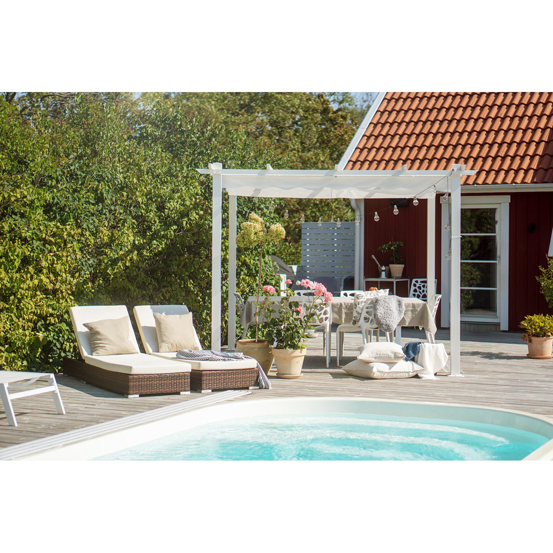Pergola 3x3 m Vit Hvit/Hvit