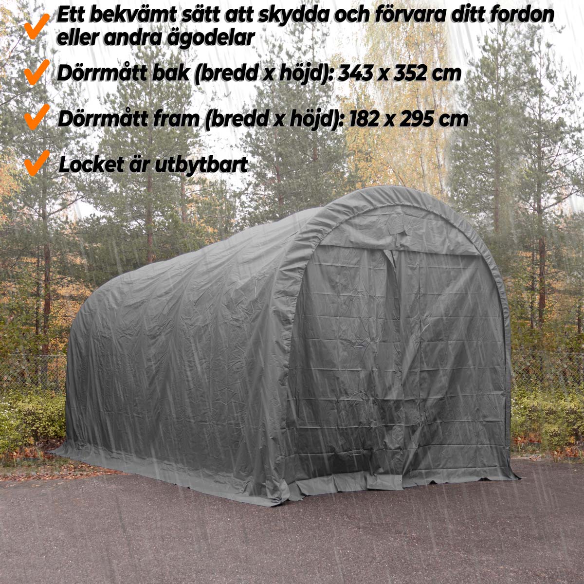 Fornorth Garagetält 4x8m, mörkgrå Mørkgrå