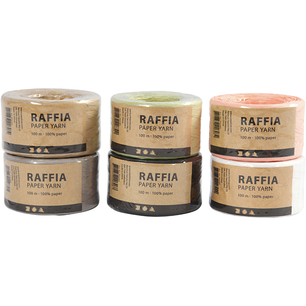 Papirgarn Creativ Company Raffia Ass Farger 6x100 m/1 Pk
