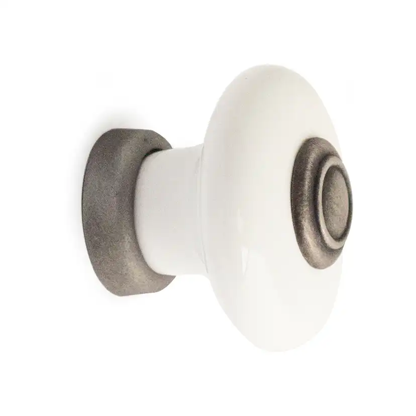 Knopp Habo Erik Hvit/Børstet Tinn, 37 mm