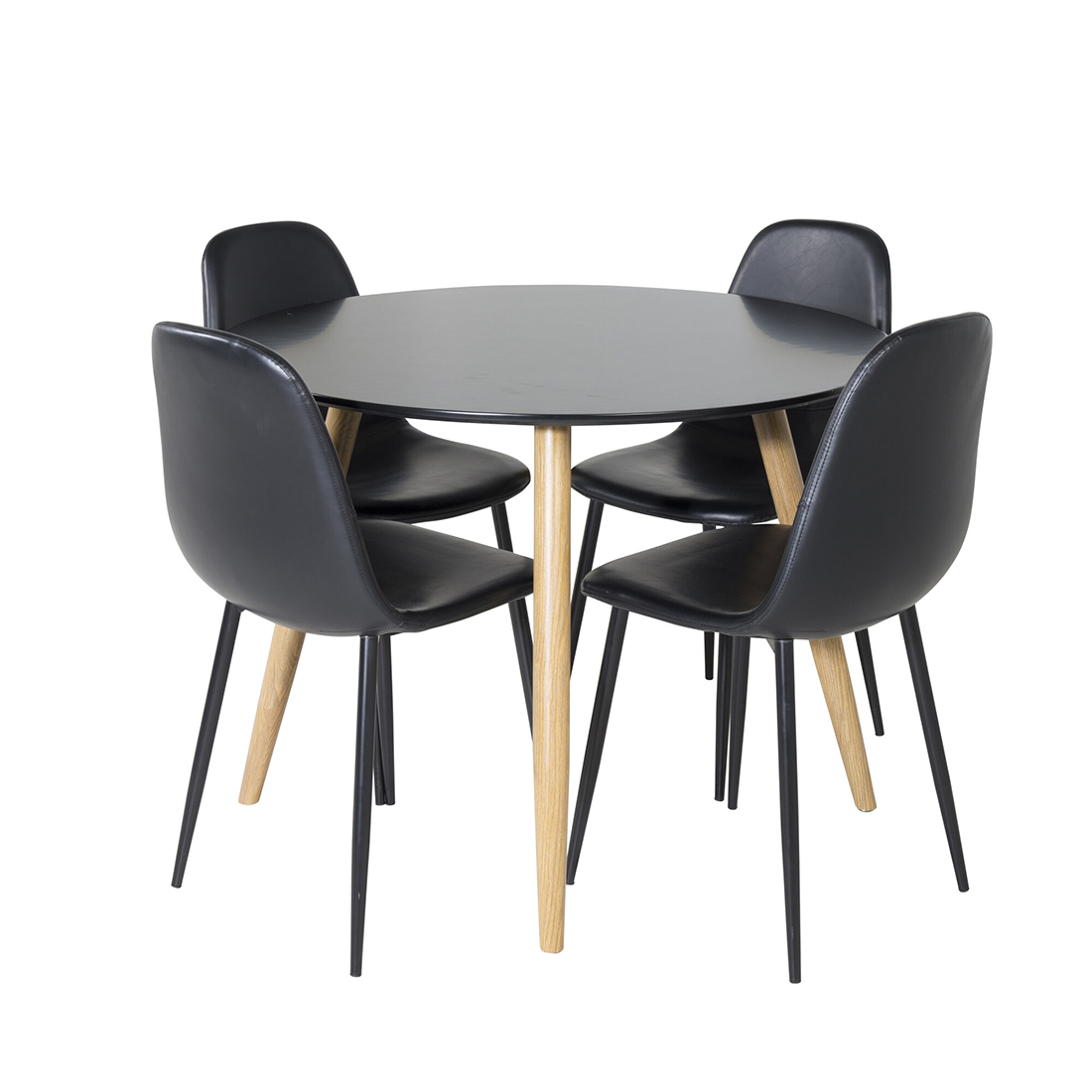 Spisegruppe Venture Home Polar Ø100 cm med 4st Plaza Spisestoler