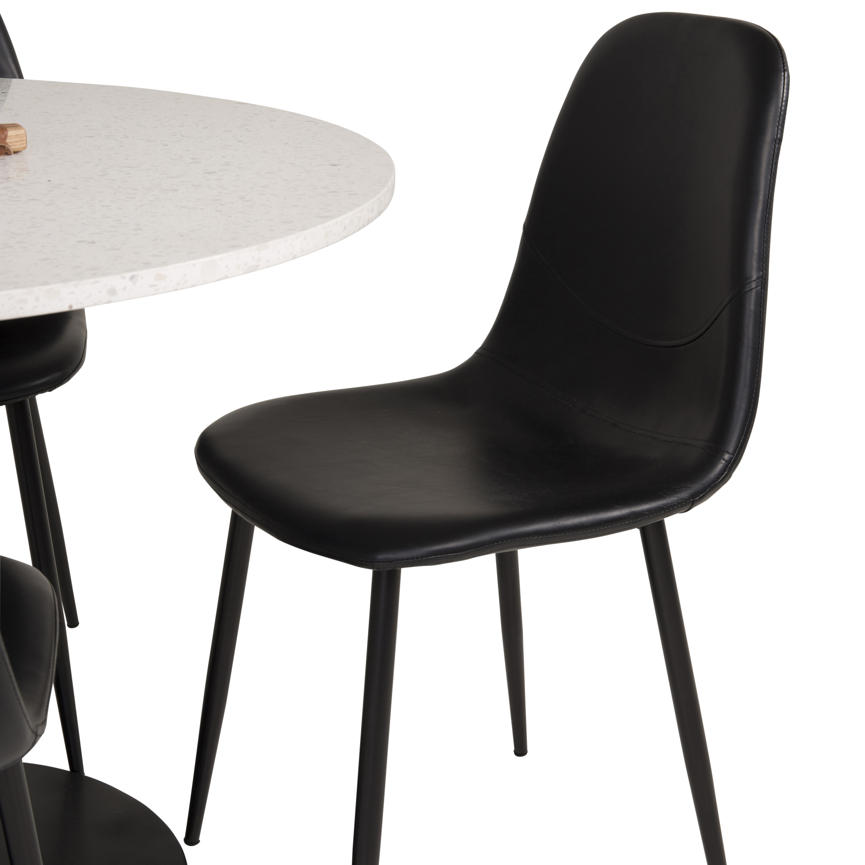 Spisegruppe Venture Home Roxanna HHvitBord med 4 Pobbie Stoler Lær