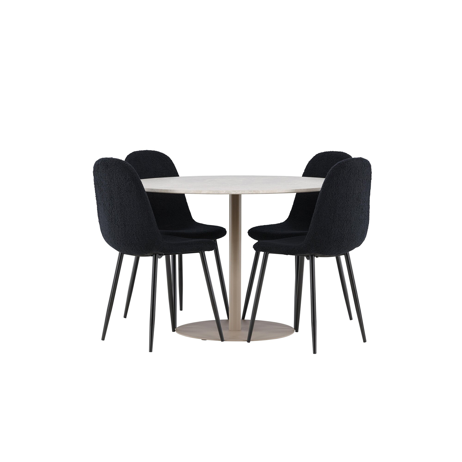 Spisegruppe Venture Home Lycke Ø110 med 4 stk Polar Stoler Teddy