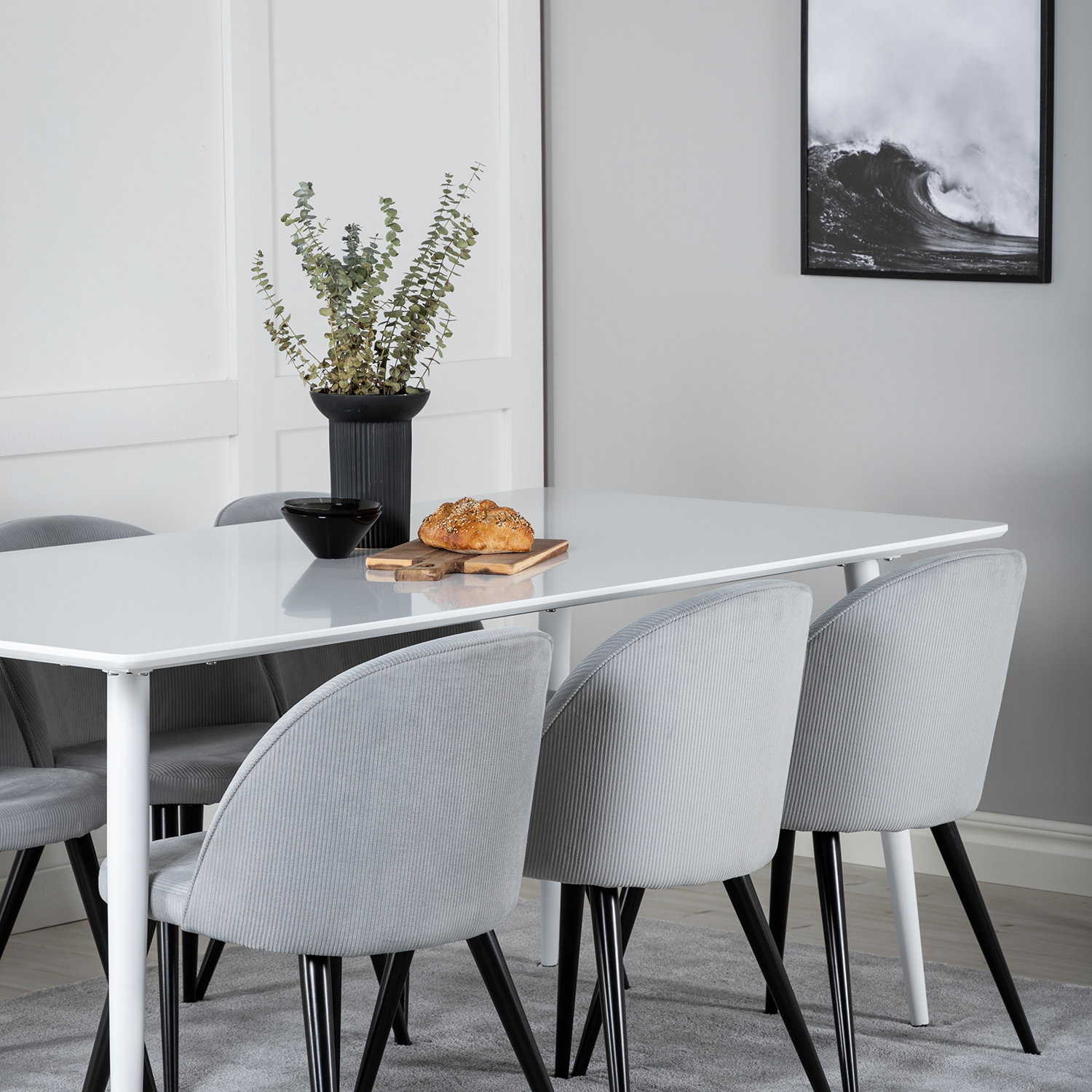 Spisegruppe Venture Home Pobbie med 6 Valentina Stoler Manchester