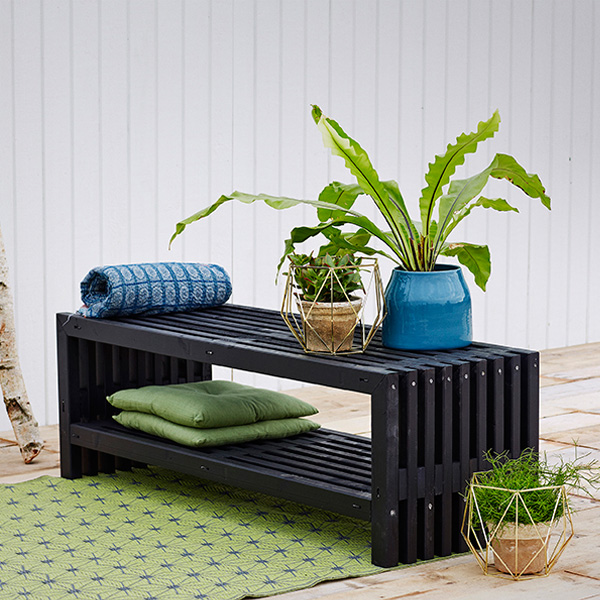 Benk PLUS Rustikk Design med Hylle 1380 mm
