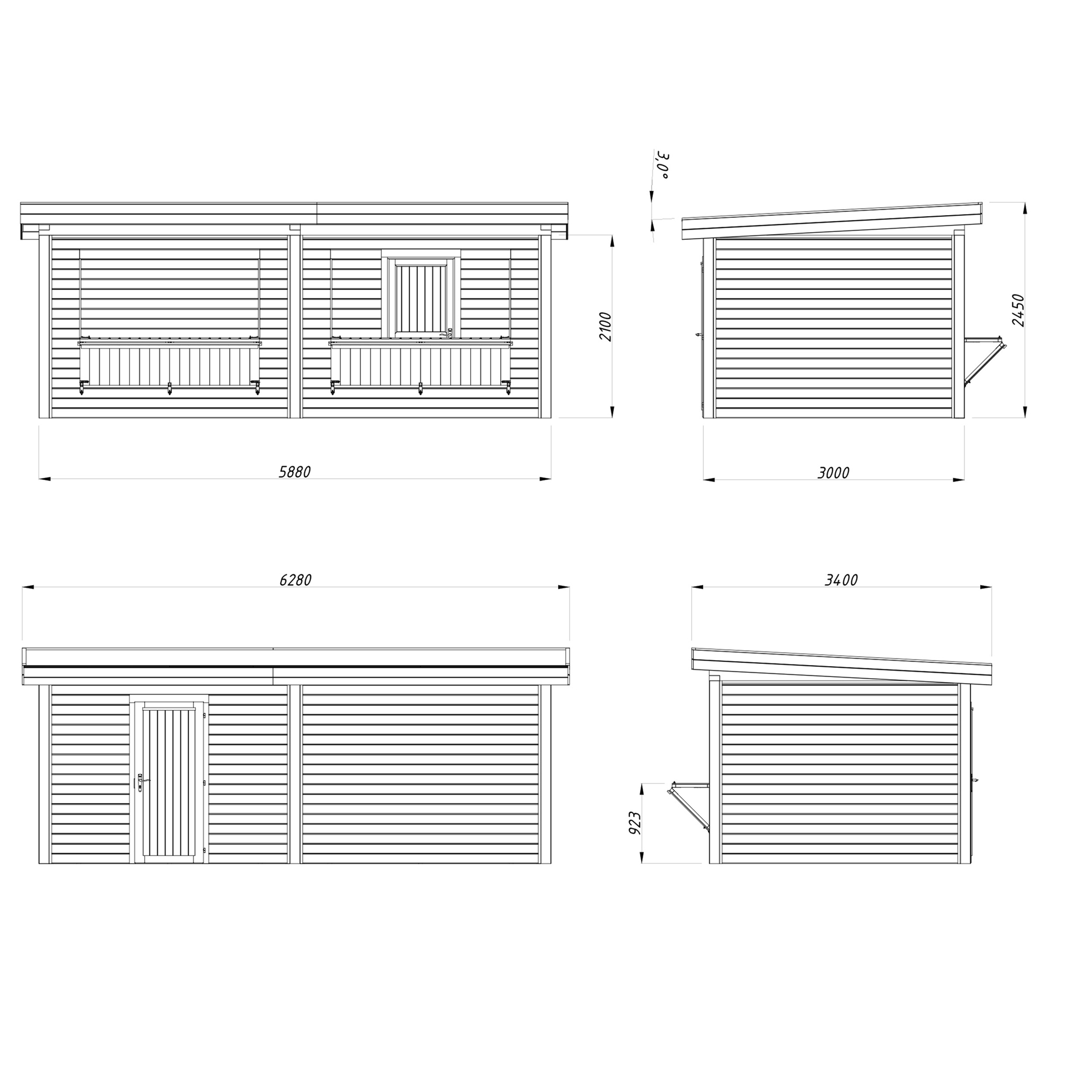 Lenna kiosk 16,6 m2 Set 311 Ubehandlet Tre
