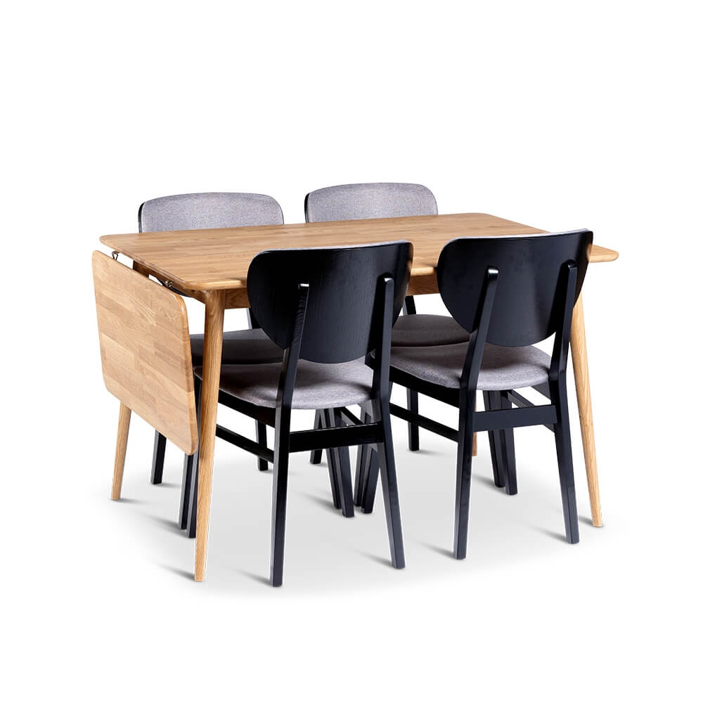 Spisegruppe Stenexpo Alborg Klaffebord med 4 Borgholm Stoler