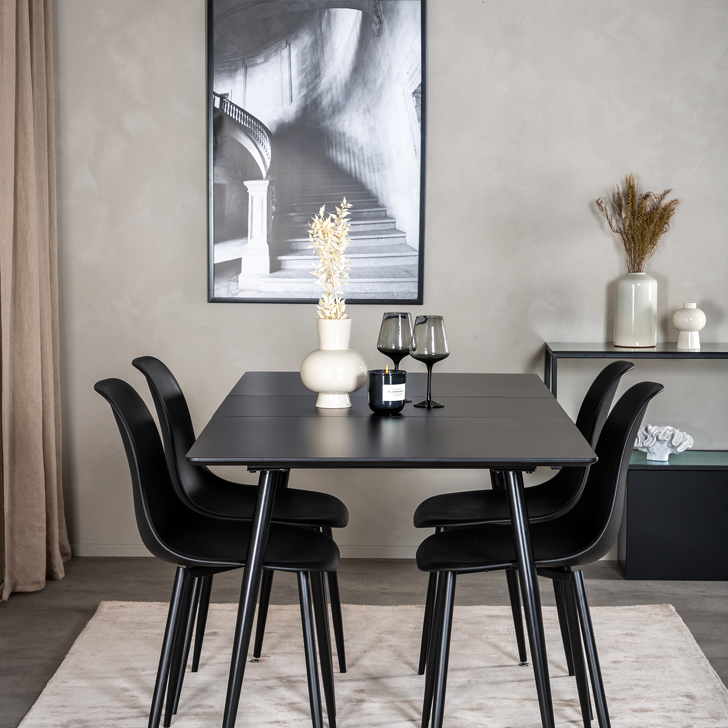 Spisegruppe Venture Home Silvia med Innleggsplate og 4 Pop Stoler
