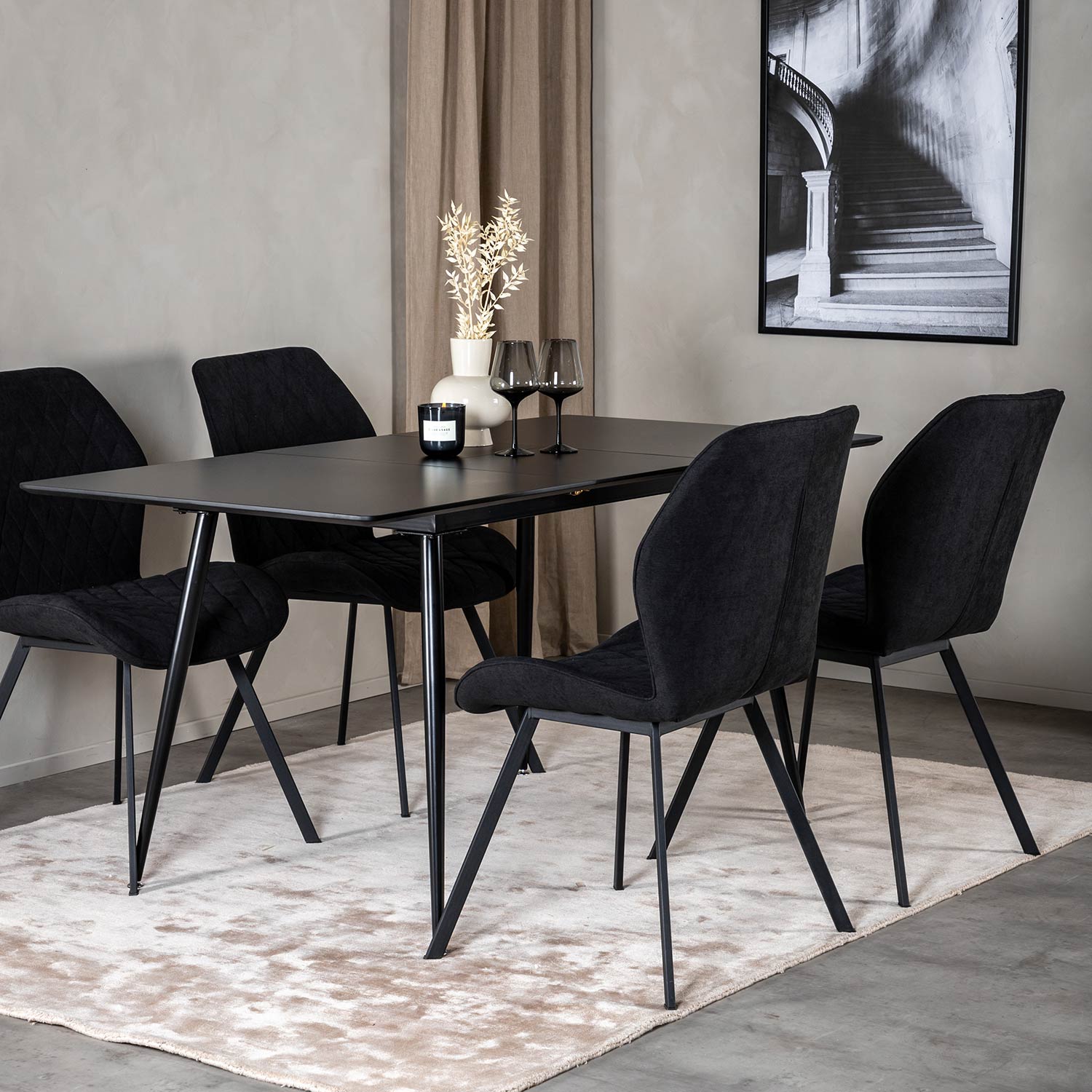 Spisegruppe Venture Home Silvia med Innleggsplate og 4 Geneva Stoler