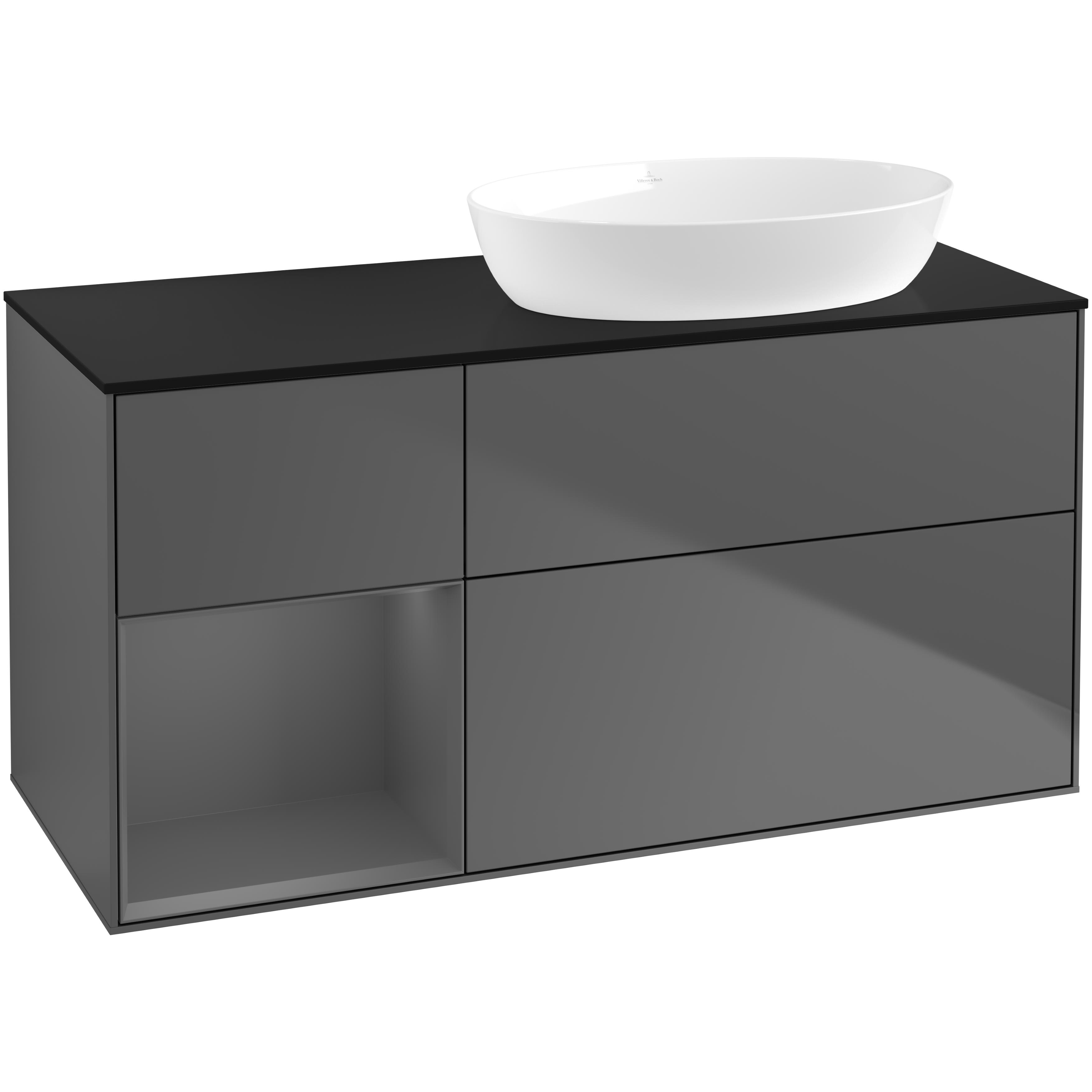 Tvättställsskåp Villeroy & Boch Finion med 3 Lådor Hylla och Bänkskiva för Ocentrerat Tvättställ från Artis & Collaro