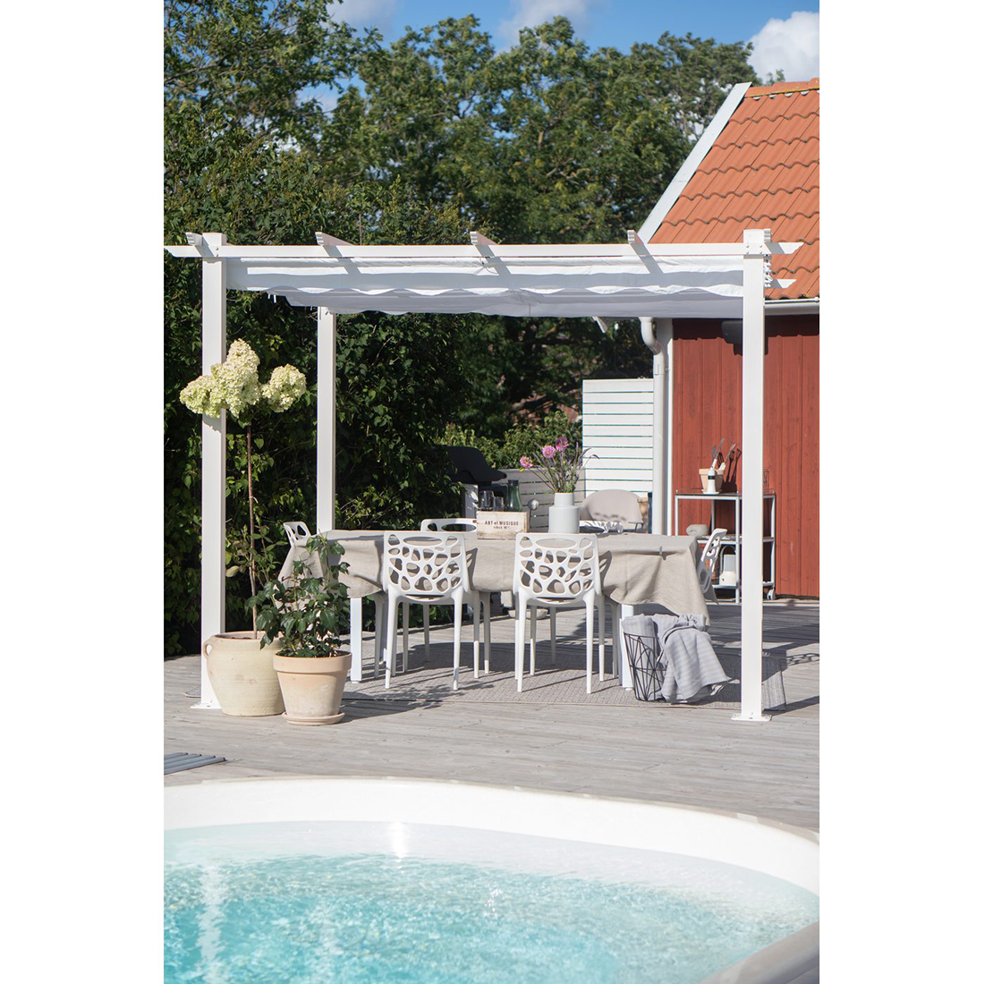 Pergola 3x3 m Vit Hvit/Hvit