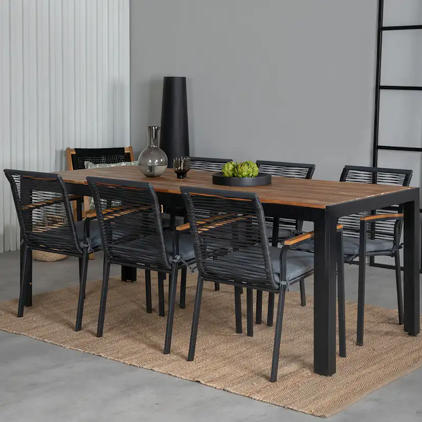 Spisegruppe Venture Home Bois med 6 Deni Stoler