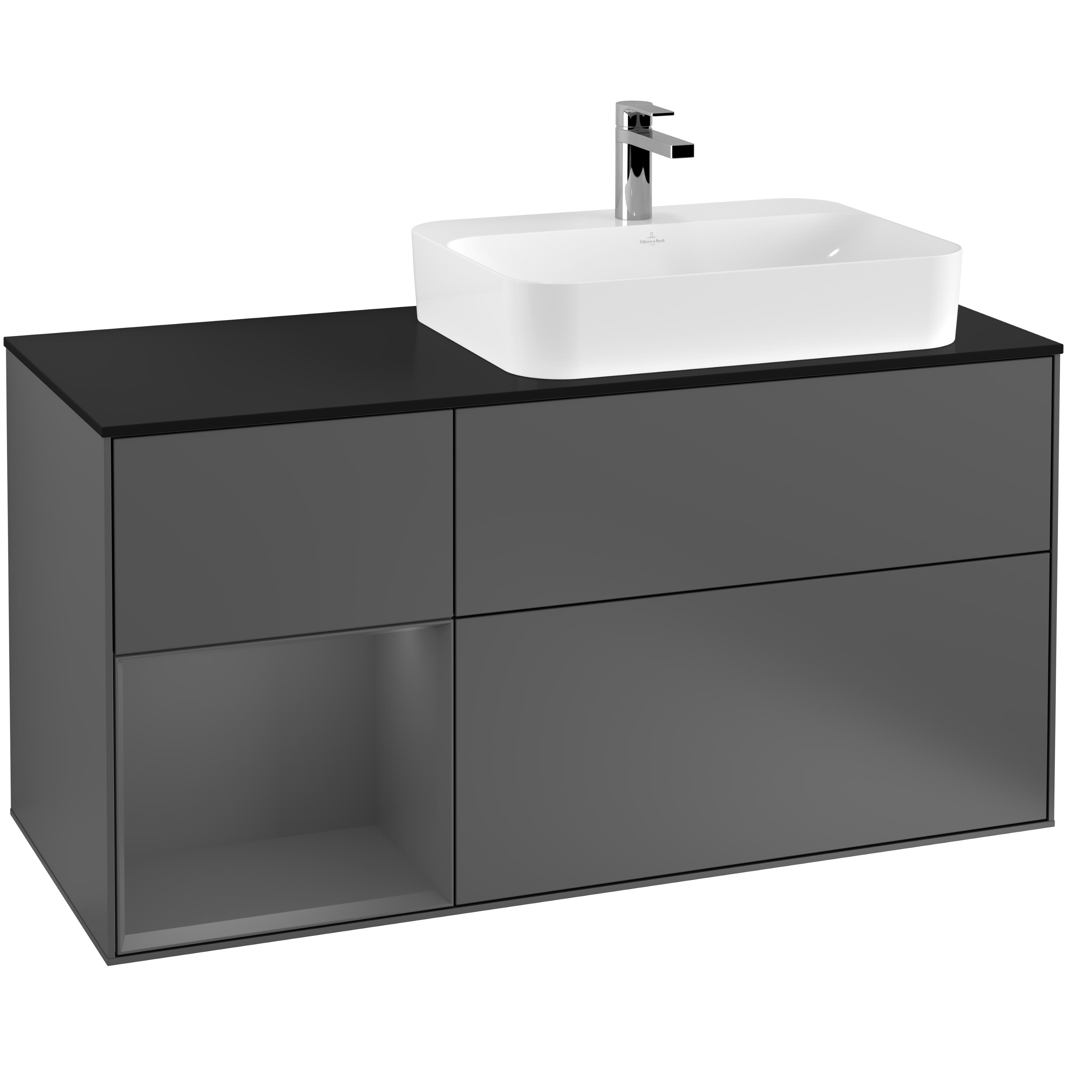 Tvättställsskåp Villeroy & Boch Finion med 3 Lådor Hylla och Bänkskiva för Ocentrerat Ytmonterat Tvättställ
