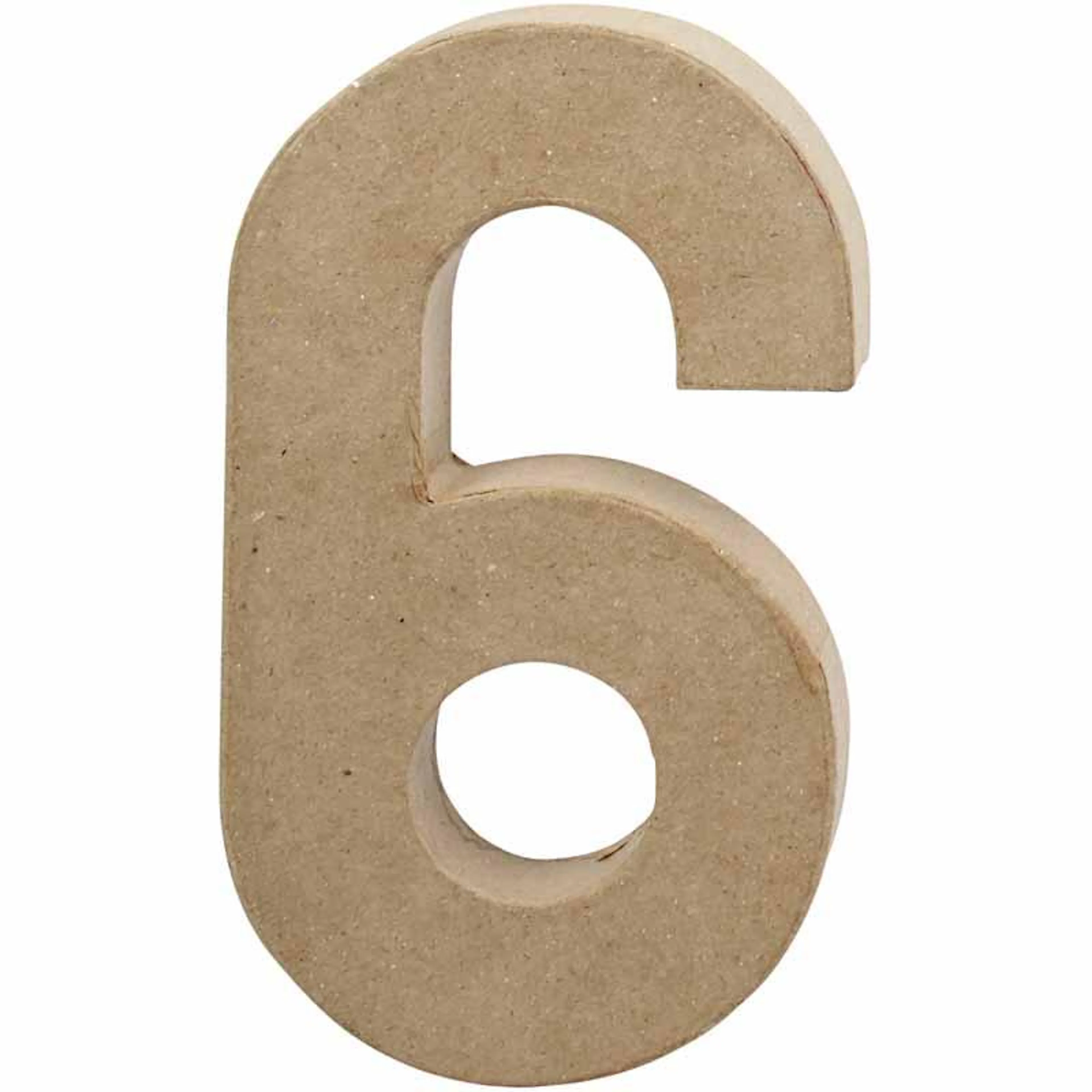 Pappsiffra, 6, H: 20,5 cm, B: 11,5 cm, tjocklek 2,6 cm, 1 st 6