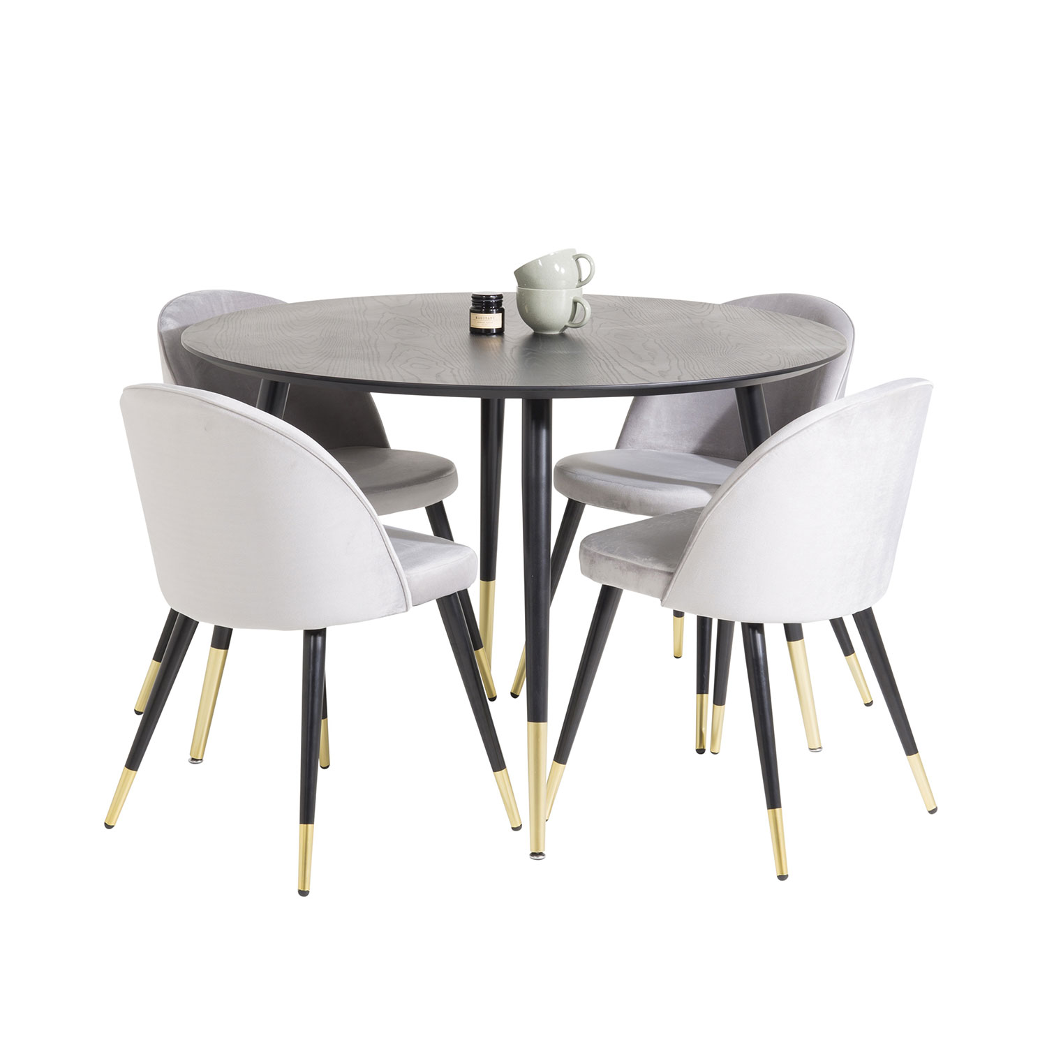 Spisegruppe Venture Home Dipp med 4 Velvet Stoler Rundt