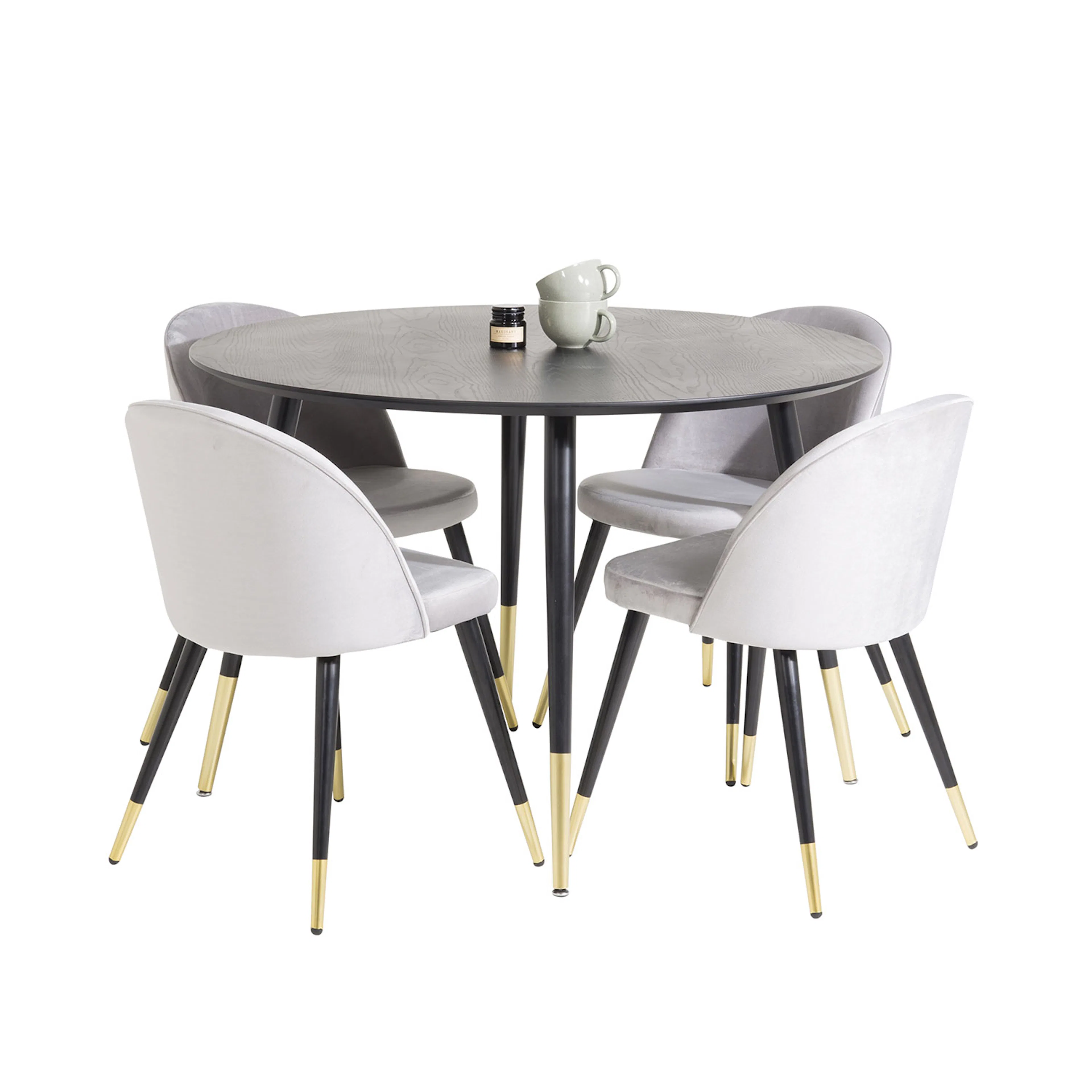 Spisegruppe Venture Home Dipp med 4 Velvet Stoler Rundt