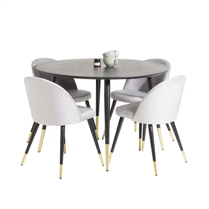 Spisegruppe Venture Home Dipp med 4 Velvet Stoler Rundt