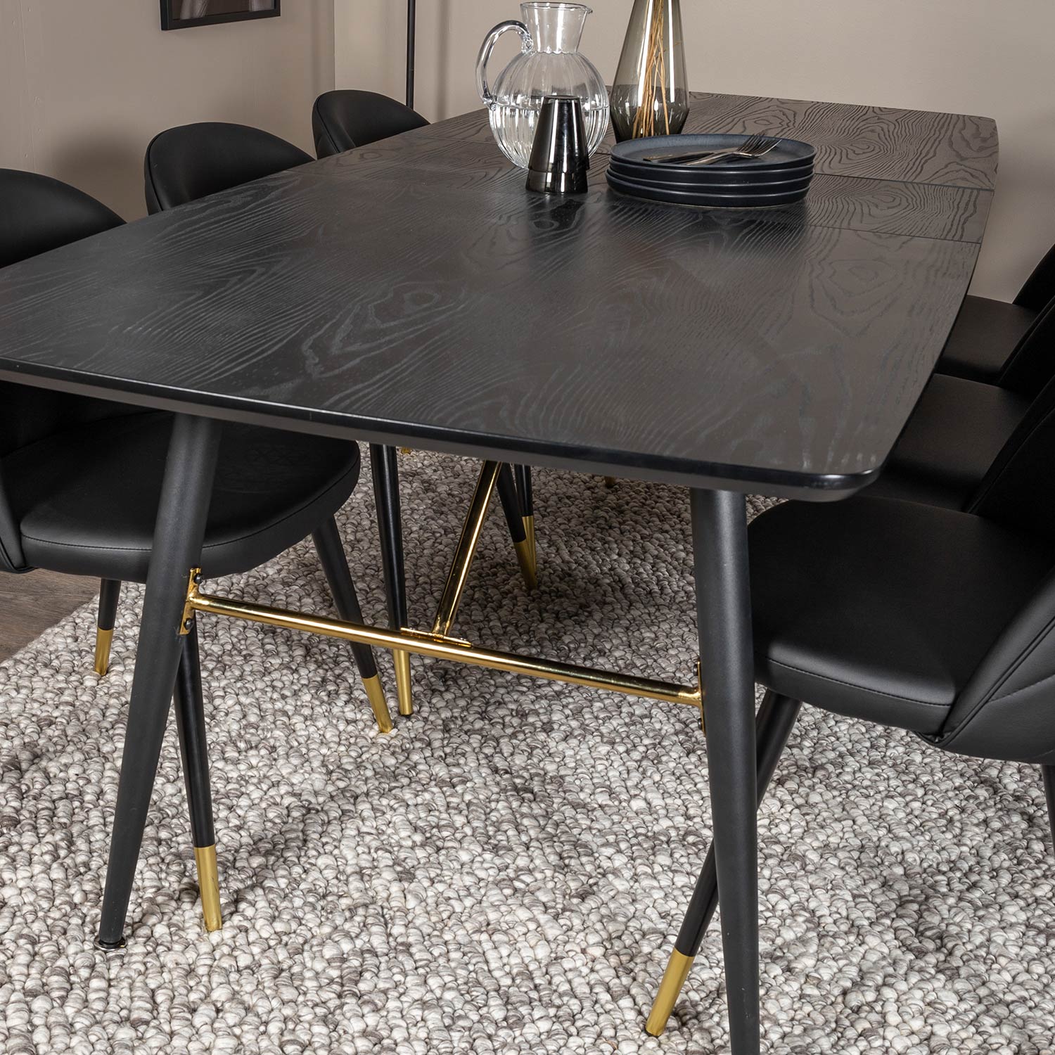 Spisegruppe Venture Home Gold med 6 Velvet Stoler