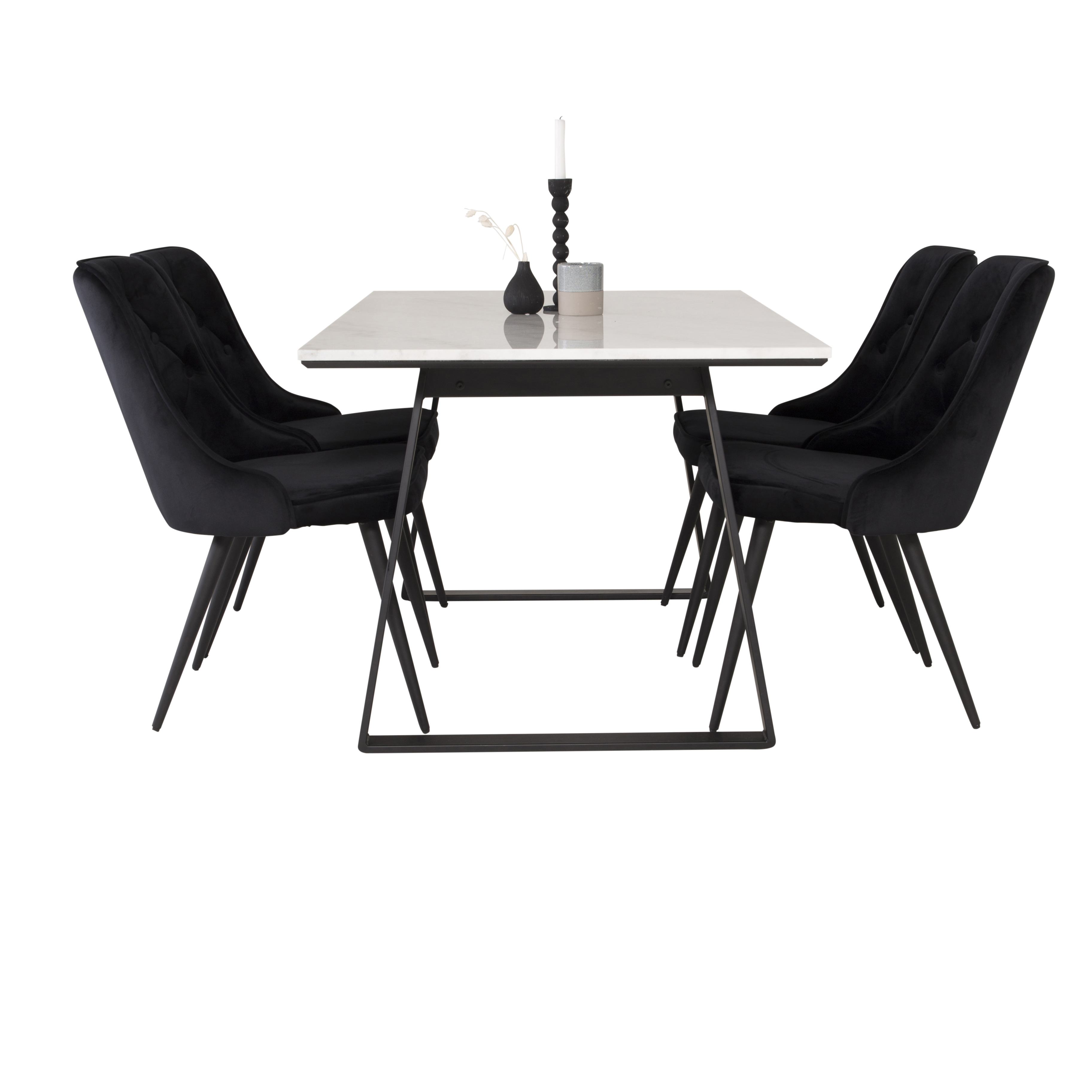 Spisegruppe Venture Home Estelle 140 med 4 Vera Stoler Fløyel