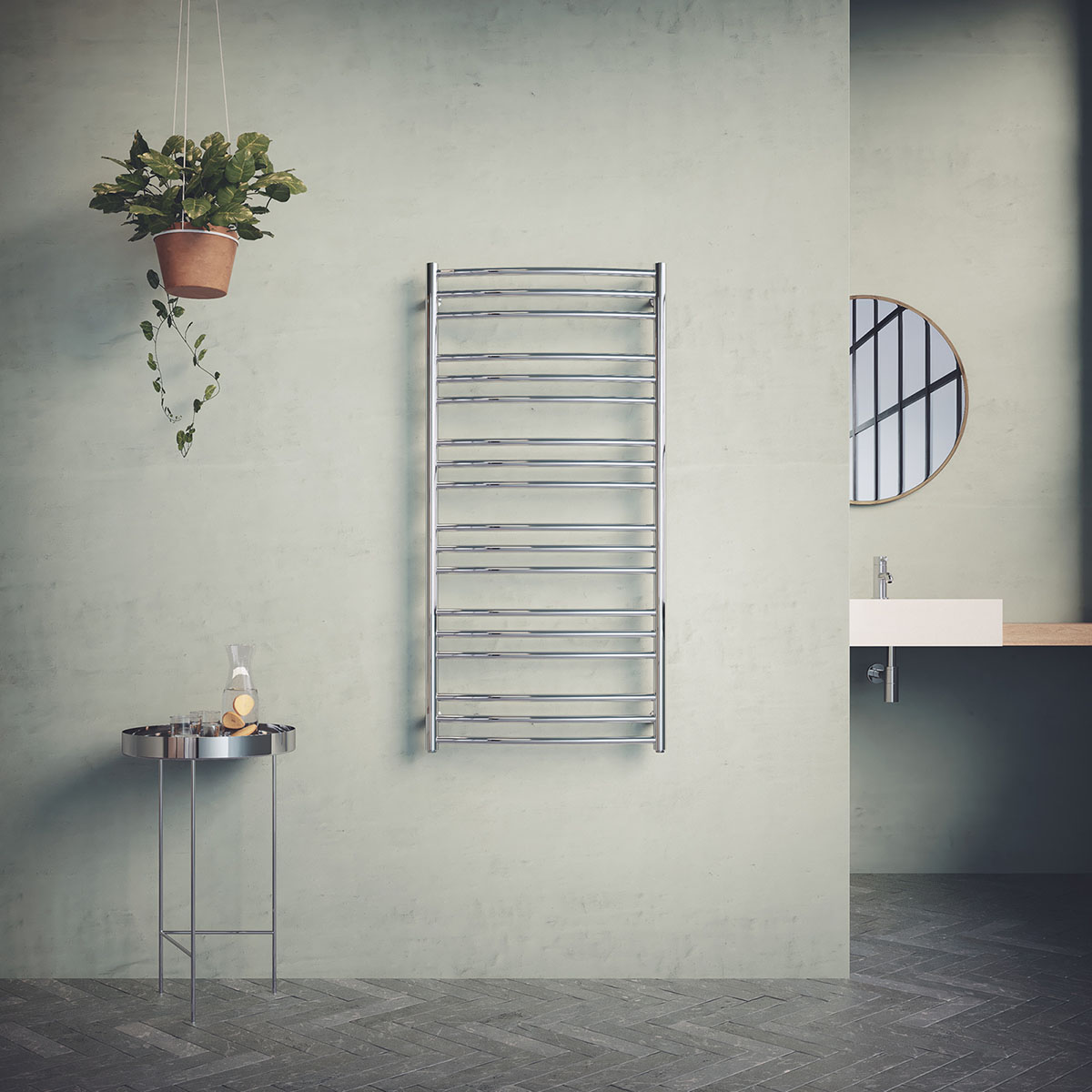 Läckö Cv Krom, 1210x600/568mm/ 470/244w BxH: 600x1210 mm. Vann og Strøm Krom