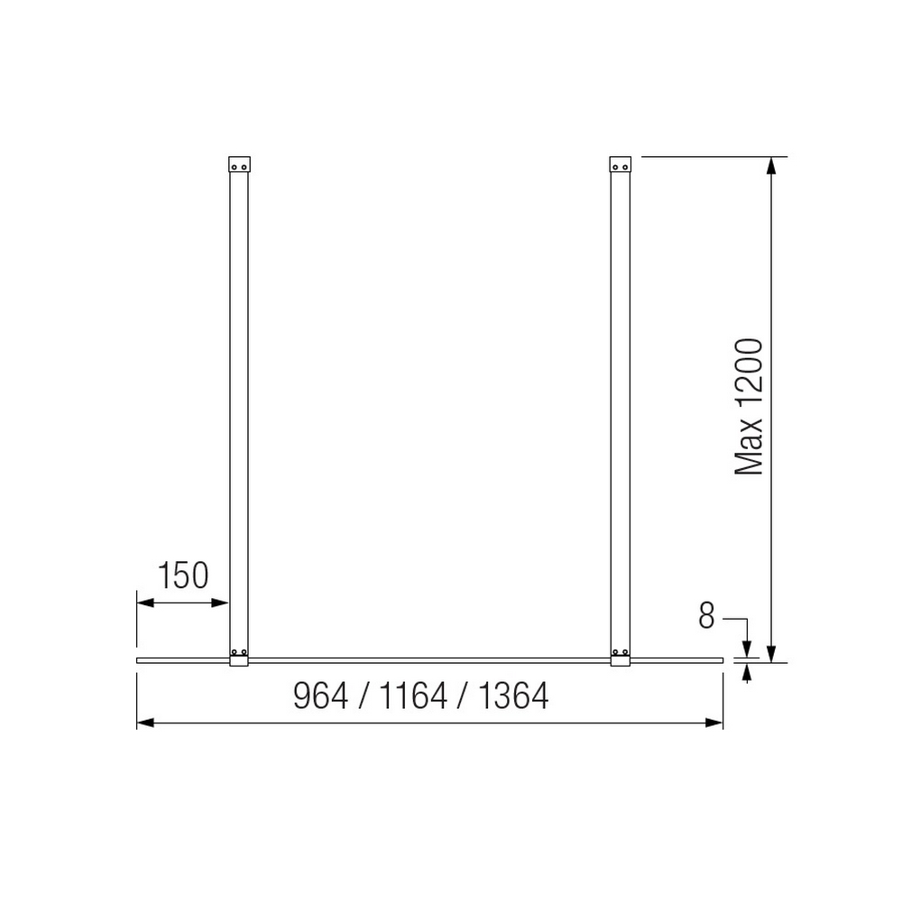 Duschvägg Alterna Luxor Modell 90 864 mm Krom Beslag 864 mm, Krom Beslag