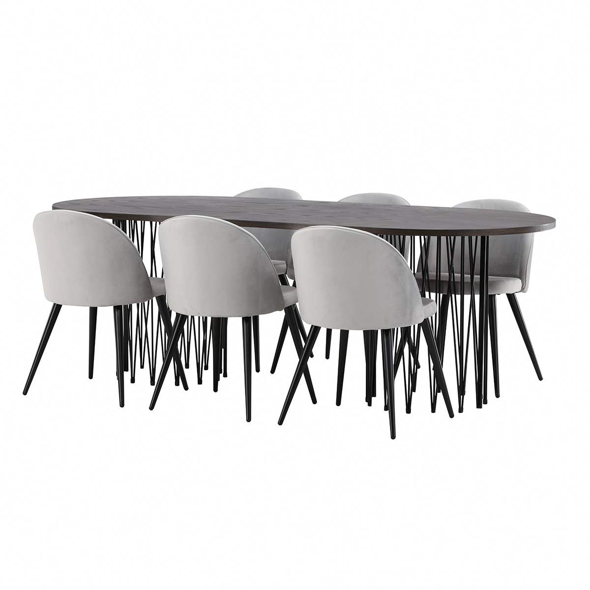 Spisegruppe furniture/fashion Stone med 6 Velvet Stoler