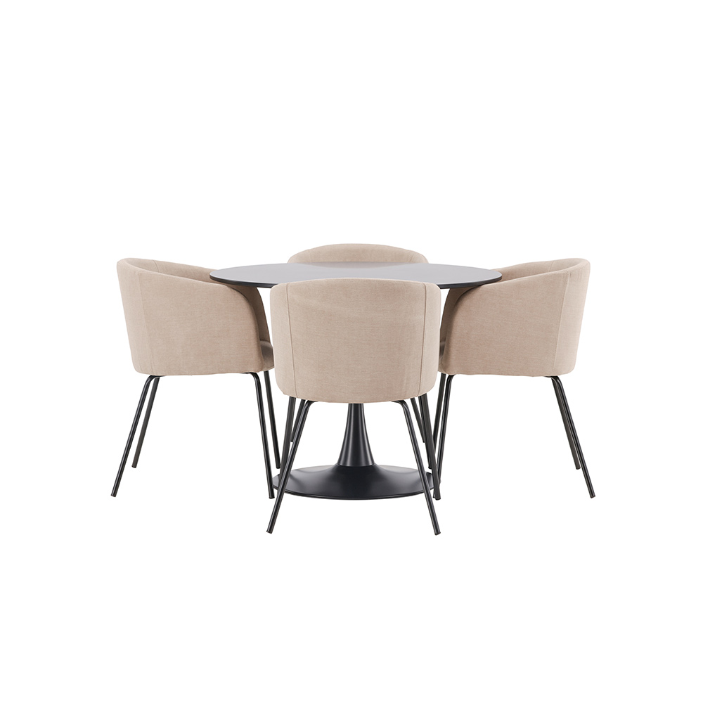 Spisegruppe Venture Home Glade Ø 100 cm med 4 Berit Stoler