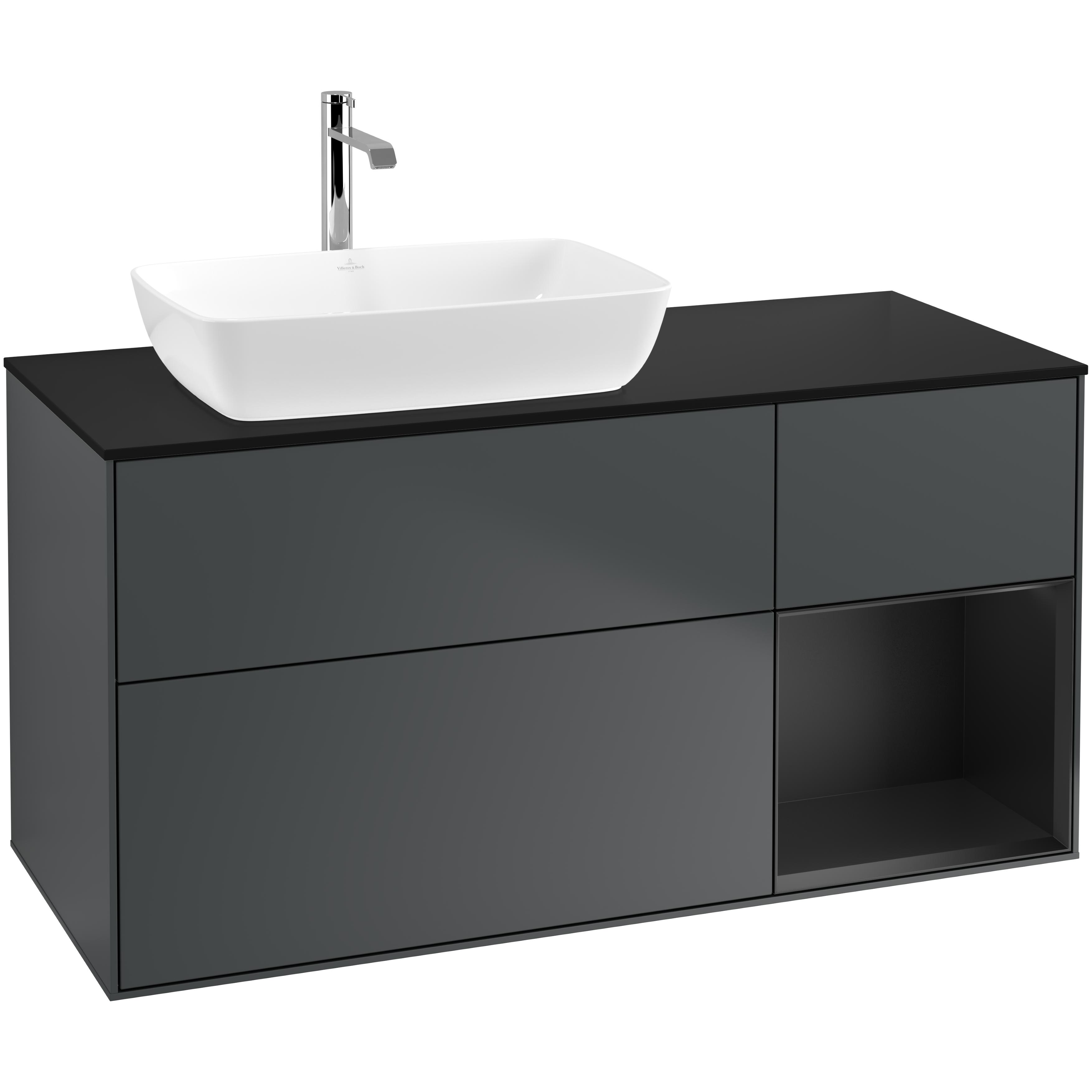 Tvättställsskåp Villeroy & Boch Finion med 3 Lådor Hylla och Bänkskiva för Ocentrerat Tvättställ från Artis & Collaro