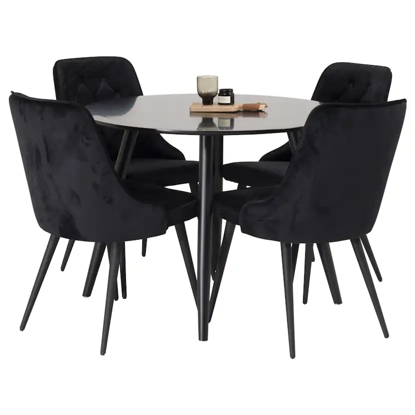 Spisegruppe Venture Home Plaza med 4stk Velvet Deluxe Stoler