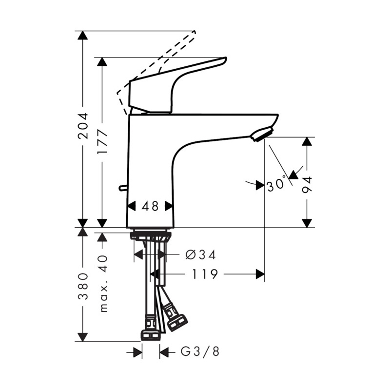 Servantbatteri Hansgrohe Focus 100