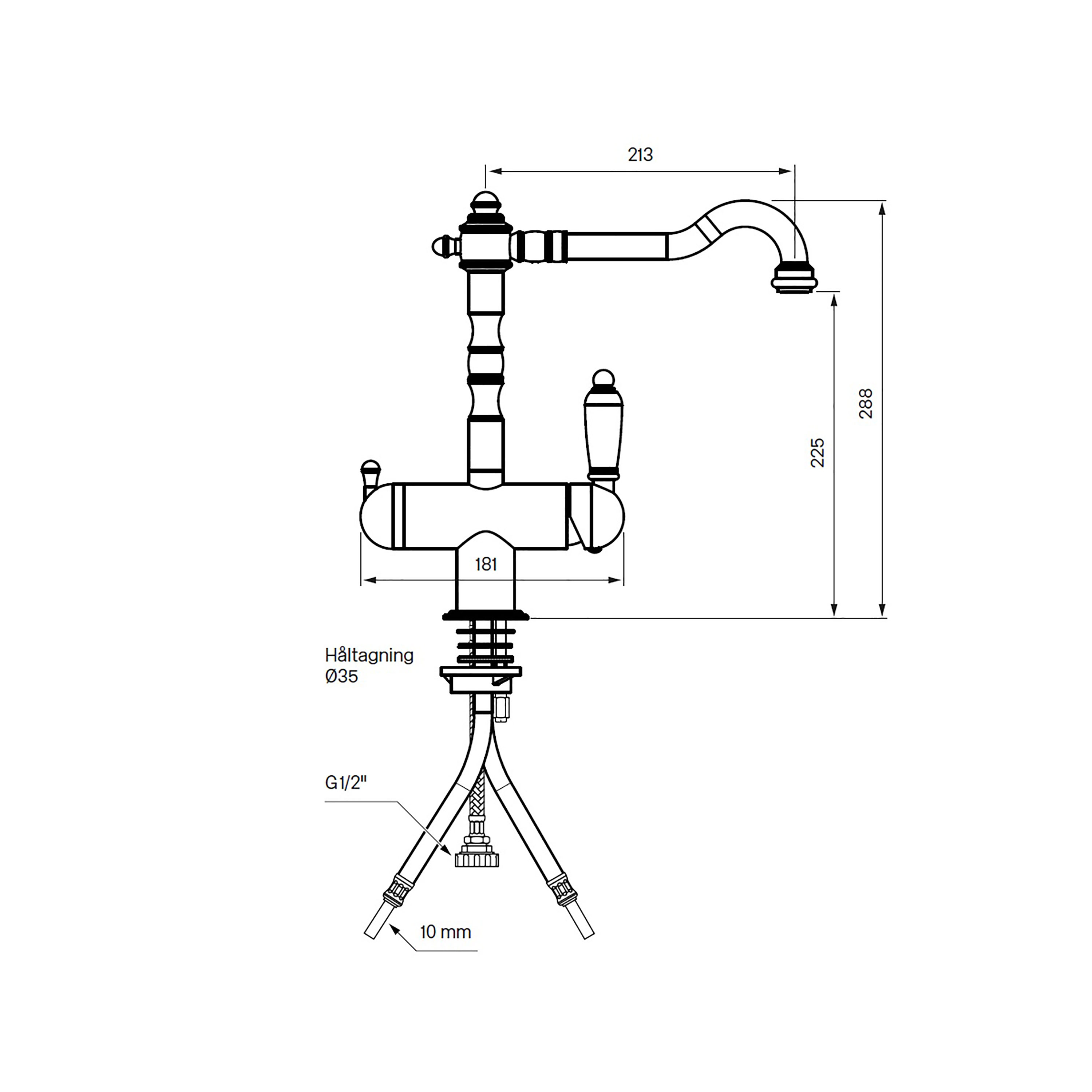 Köksblandare Tapwell Classic FME 184 Krom Krom, Vanntilkobling: G 3/8