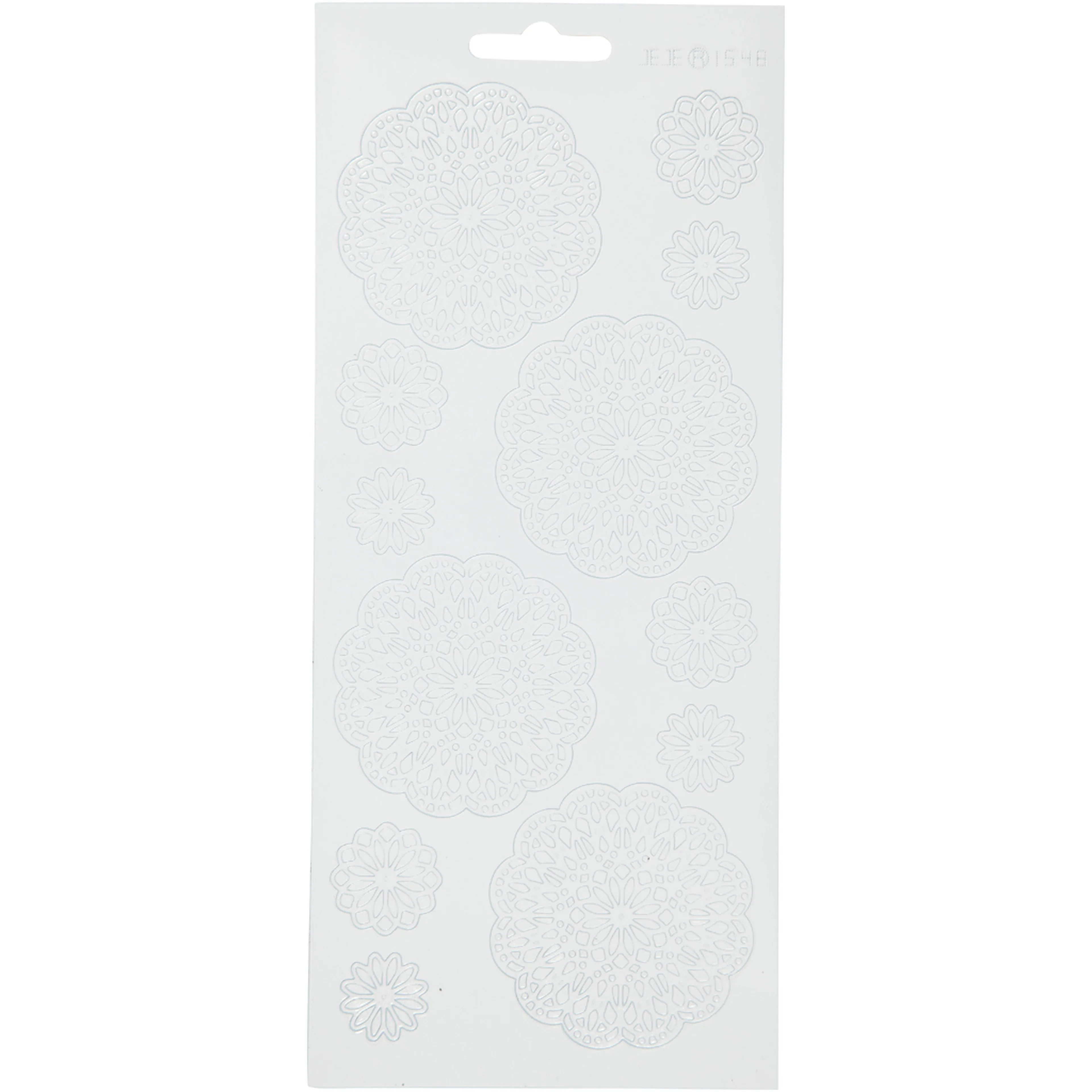 Stickers, vit, blommor, 10x23 cm, 1 ark Hvit