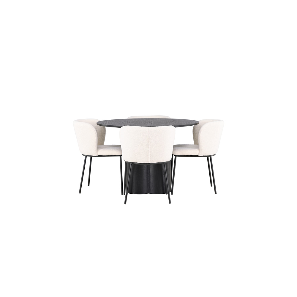 Spisegruppe Venture Home Olivia Ø110 cm med 4 stk Edina Stoler