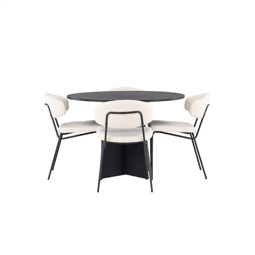 Spisegruppe Venture Home Bootcut Ø110 cm med 4 Chico Stoler