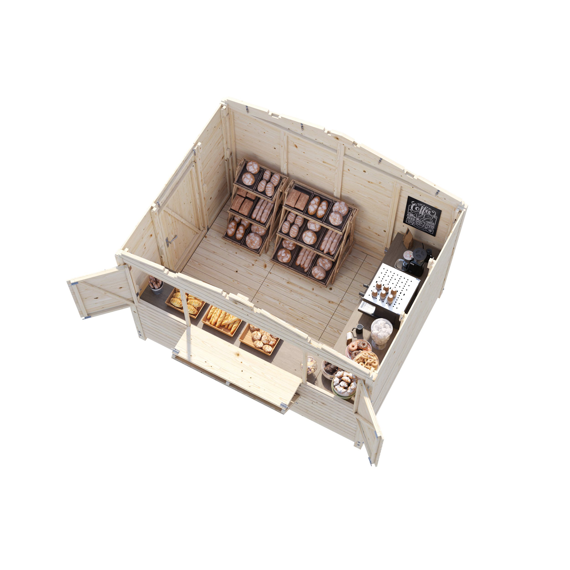 Marian 6,2 m2 - Folding kiosk NO Ubehandlet