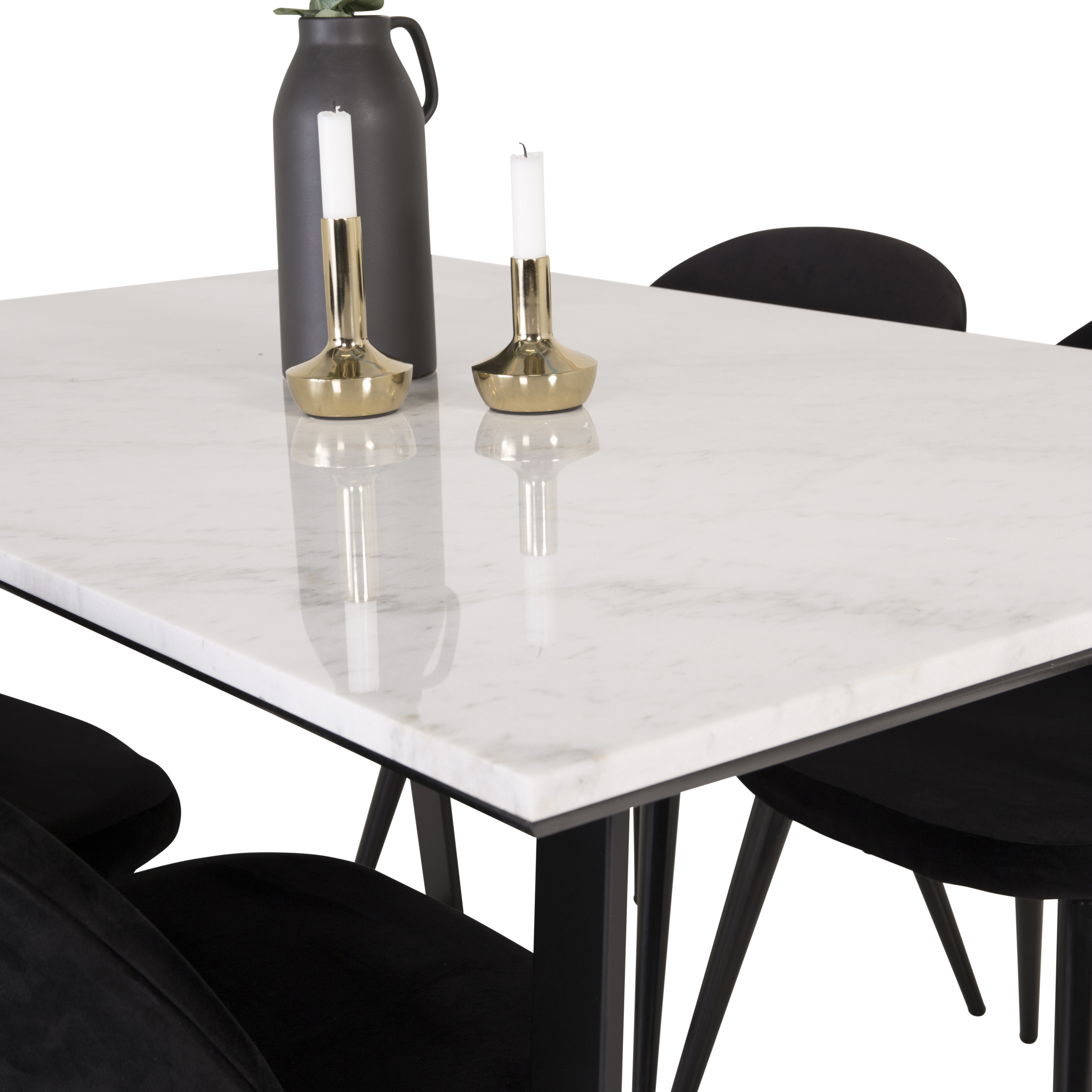 Spisegruppe Venture Home Estelle 140 med 4 Valentina Stoler Fløyel