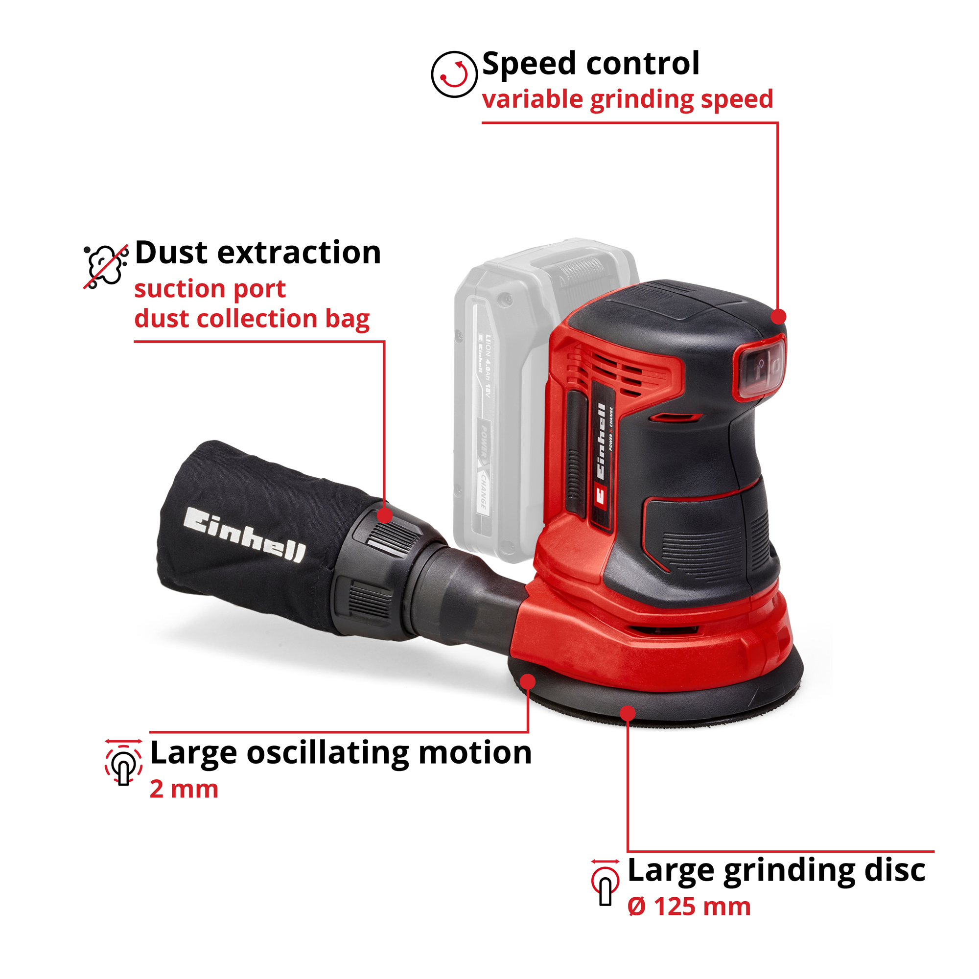 Excenterslip Einhell TE-RS 18 Li-Solo
