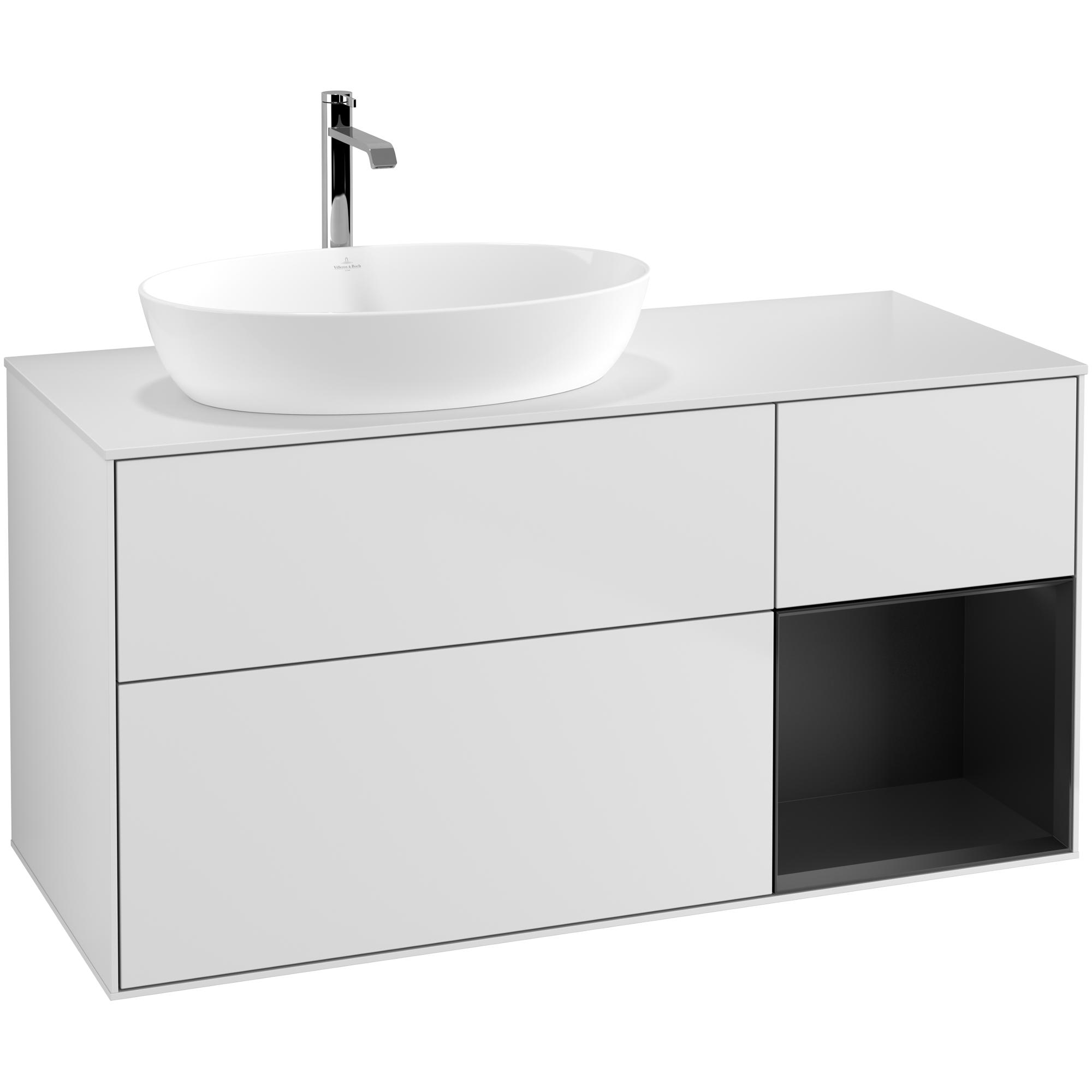 Tvättställsskåp Villeroy & Boch Finion med 3 Lådor Hylla och Bänkskiva för Ocentrerat Tvättställ från Artis & Collaro | badrum - badrumsmobler - tvattstallsskap-och-kommod | KakelKungen