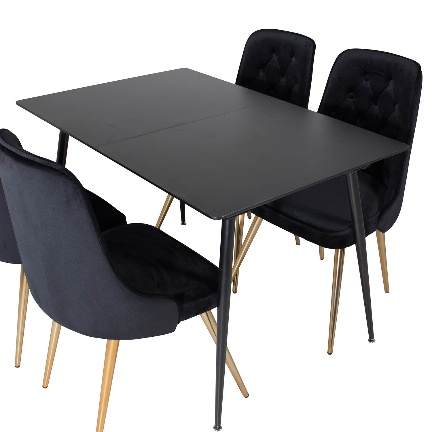 Spisegruppe Venture Home Silvia med Innleggsplate og 4 Vera Stoler Fløyel